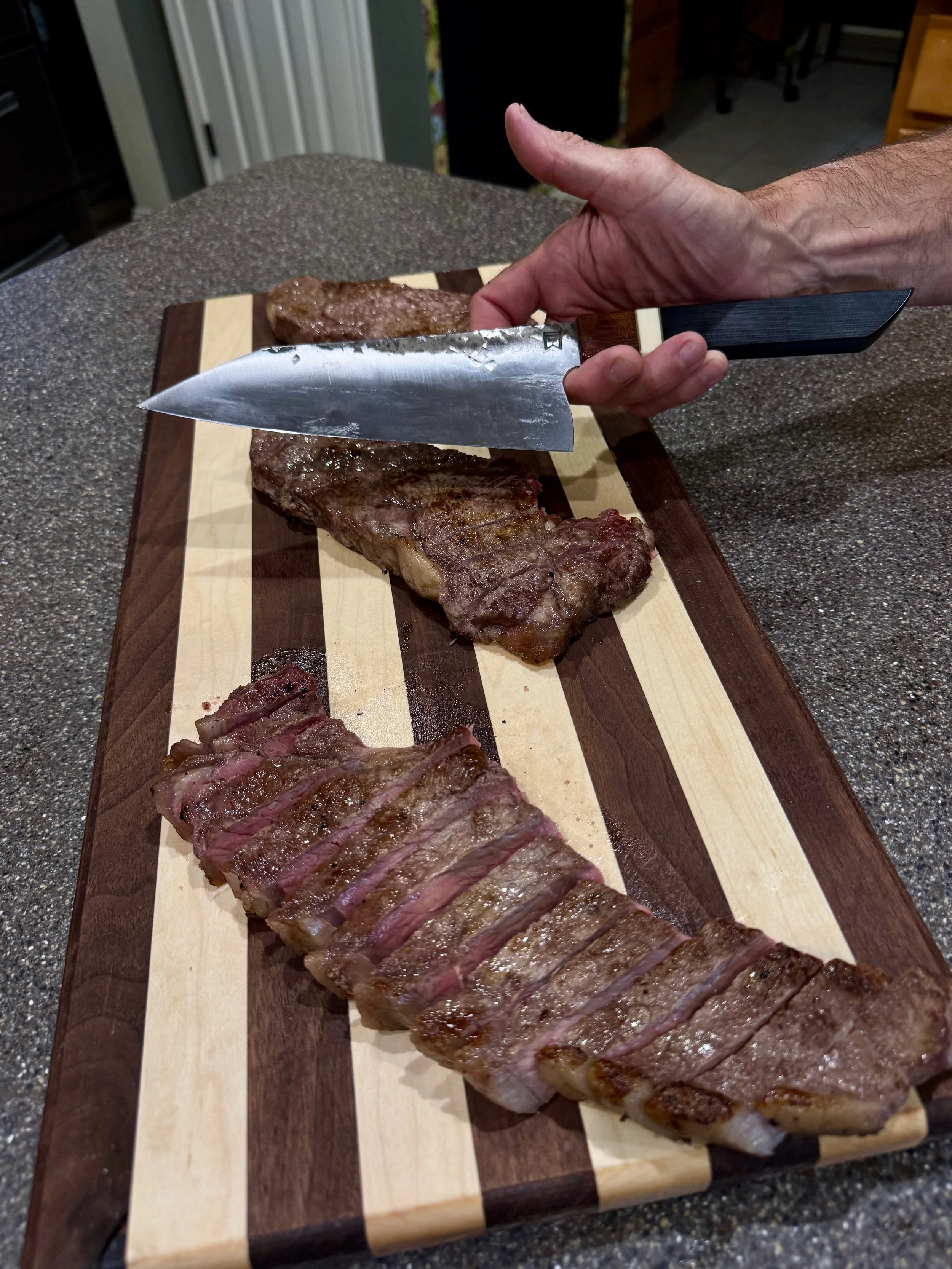 The Will Hutchison  knife being used for the 1st time at home last night for dinner.
