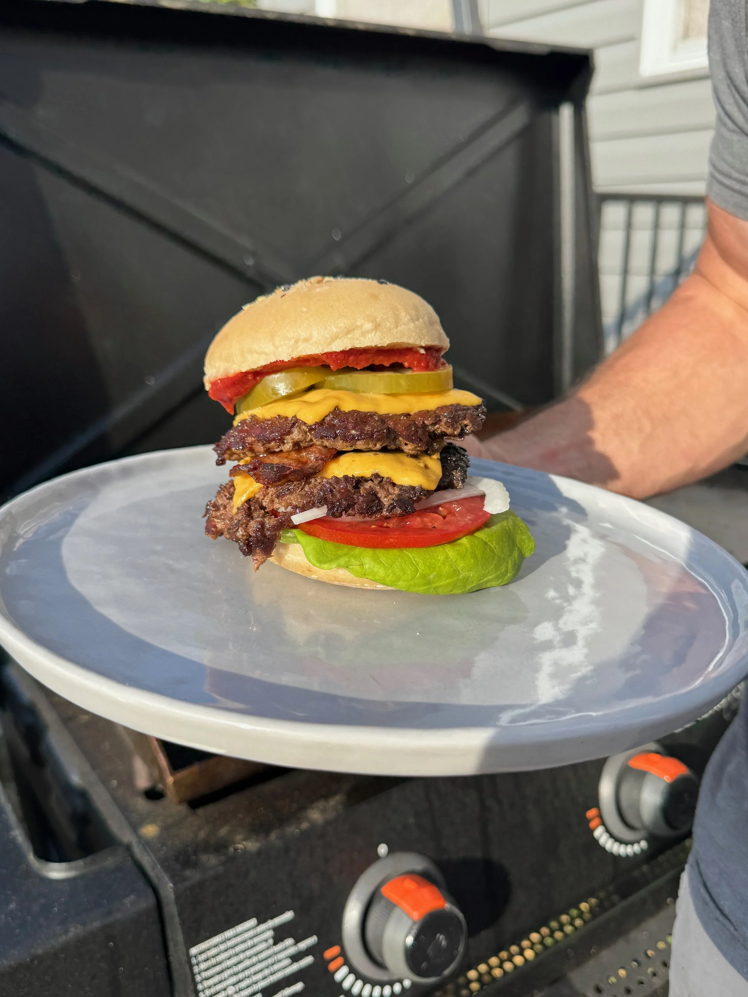 A test burger at our house