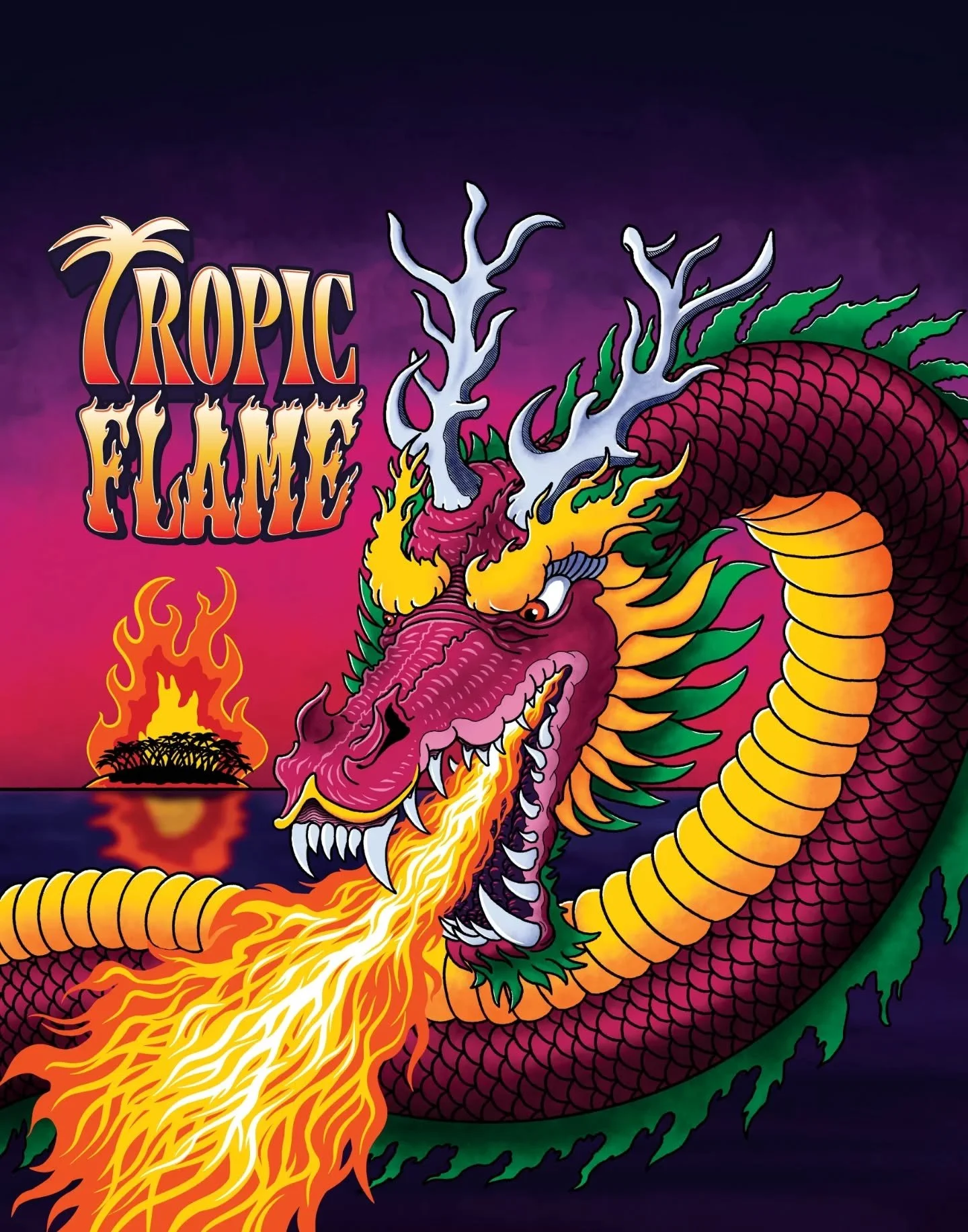 Tropic Flame 🏝️🔥
Beer label art for @burningbarrelbrewco 
#beerlabel #illustration #logodesign