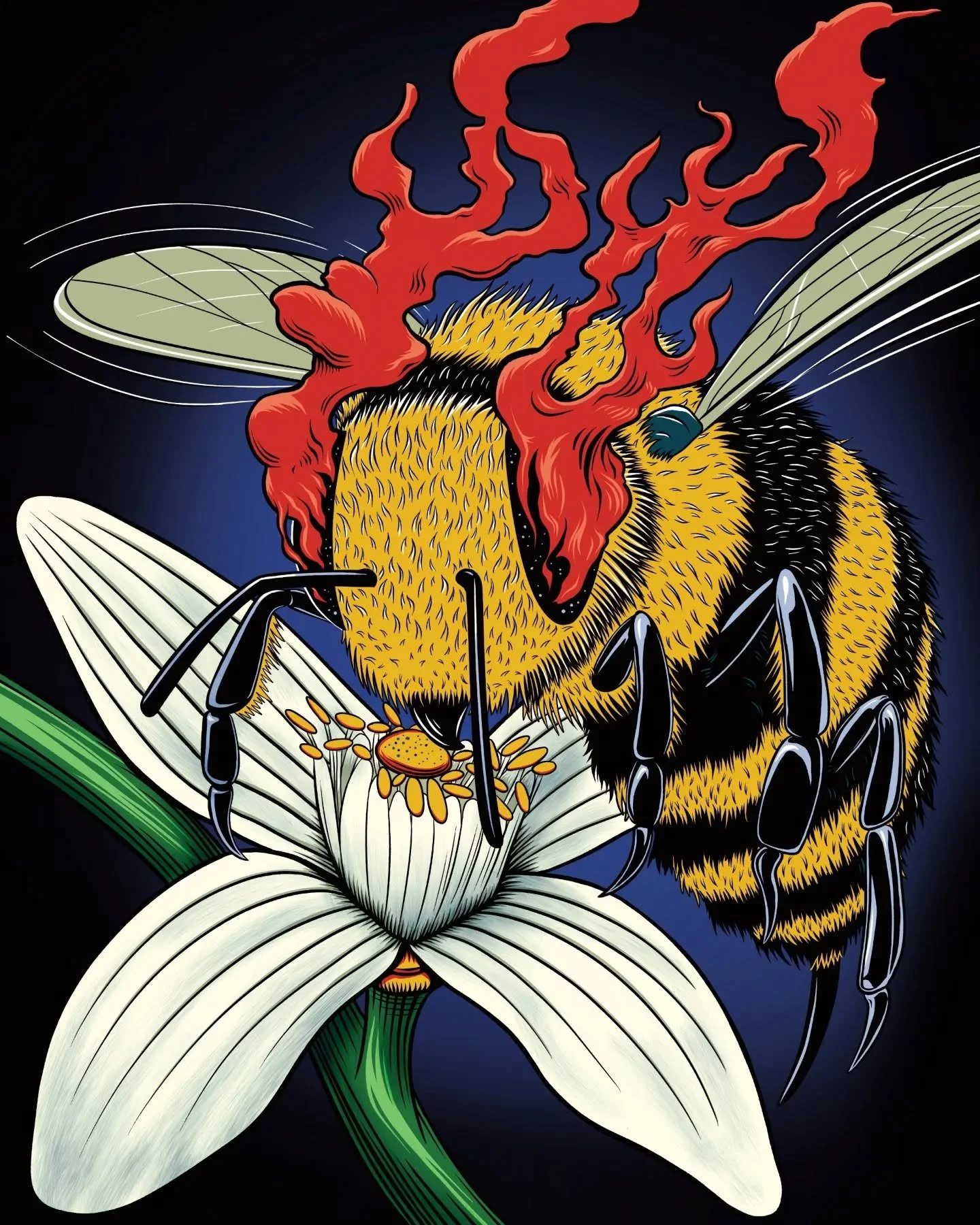 🐝 🌺 Been sitting on this one for a few months, illustration for In Bloom hazy IPA @burningbarrelbrewco 
.
.
.
#illustration #labeldesign #beerlabel #craftbeer #bee #labelart #packagingdesign