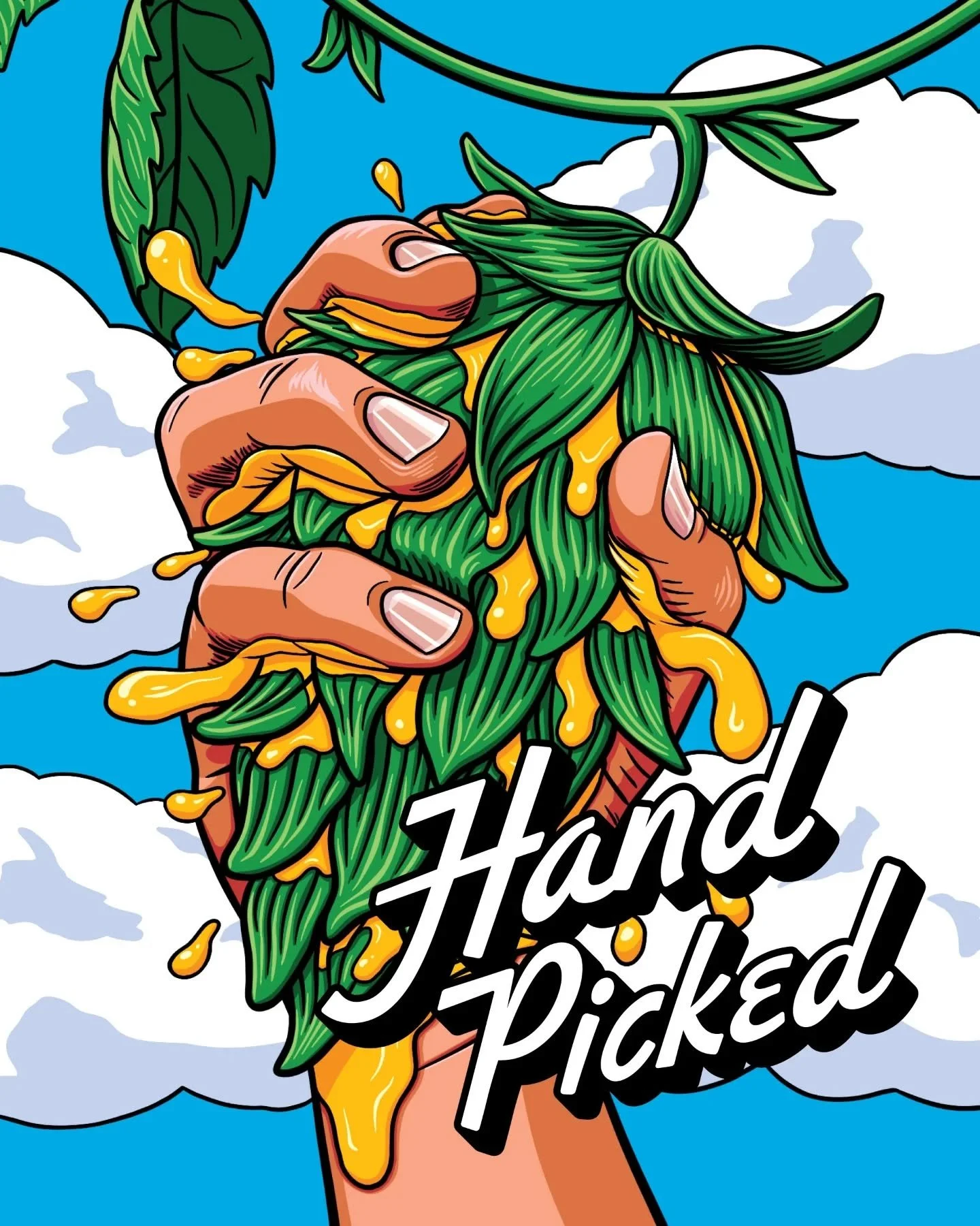 Forgot to post this hop squeezing banger from a few months ago @shredbeer 🤘🏼🍻
.
#illustration #procreateart #craftbeer #beerlabel #shredbeer #labeldesign #hops #hoodfonts