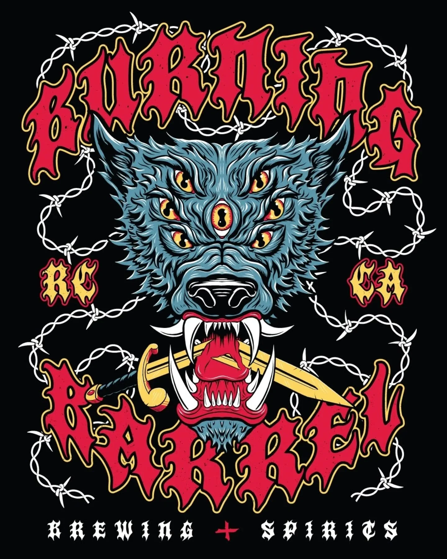 This might be my favorite shirt/label graphic I've designed. Swipe through for pics and videos 🍻
.
Whenever I do symmetrical designs, I like to make sure I add an asymmetrical element to keep it visually interesting. The dagger in the mouth served t