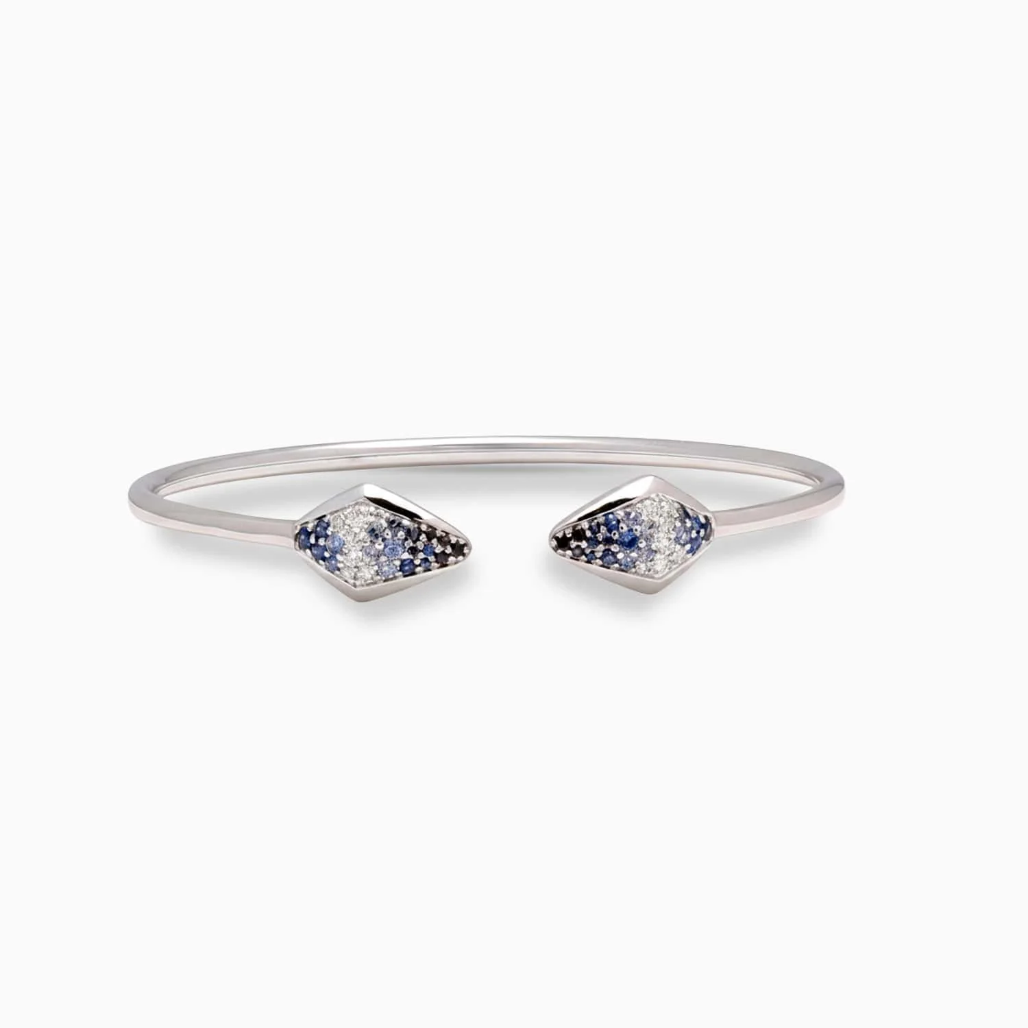 Sapphire & Diamond Cuff Bracelet in 18K White Gold
