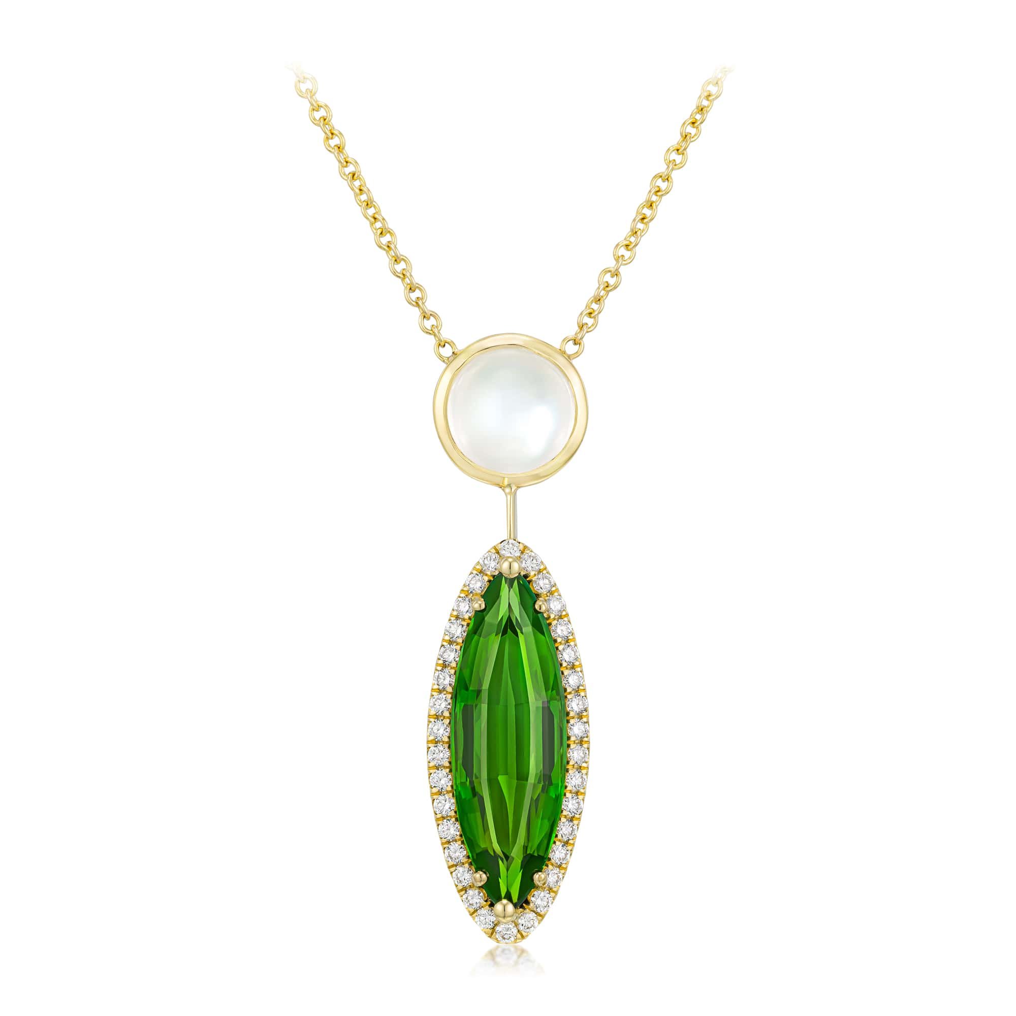 2-stone tourmaline moonstone pendant