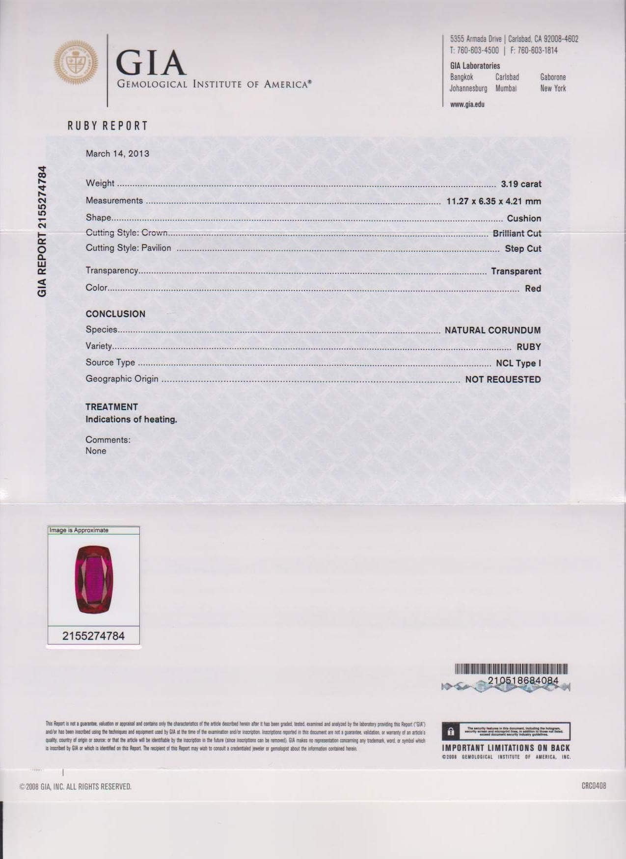 elongated ruby and trapezoid diamond heated