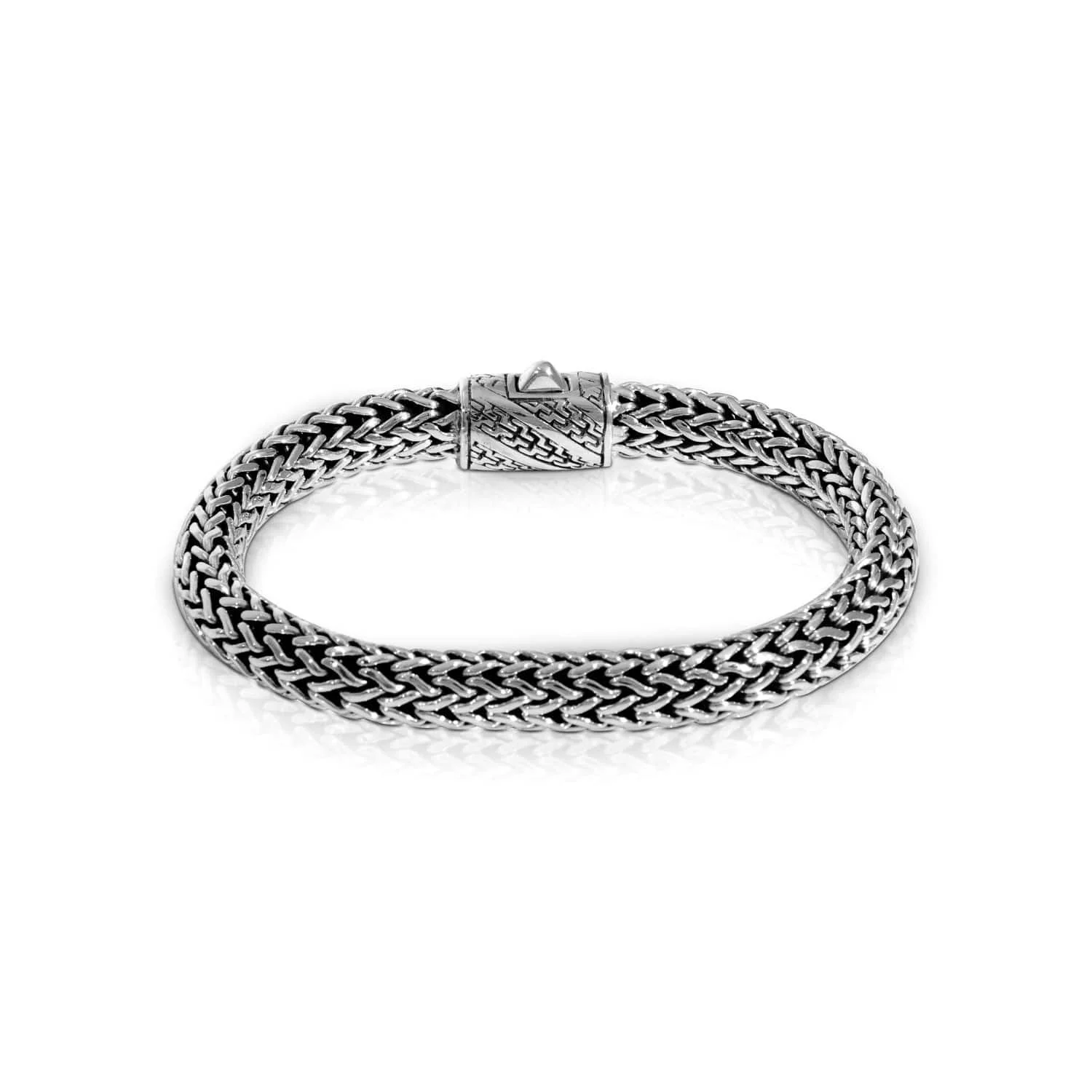 Artisan Sterling Silver Bracelet with 18K Gold Double Striped Block-BRNNNN4282-F2-C.JPG