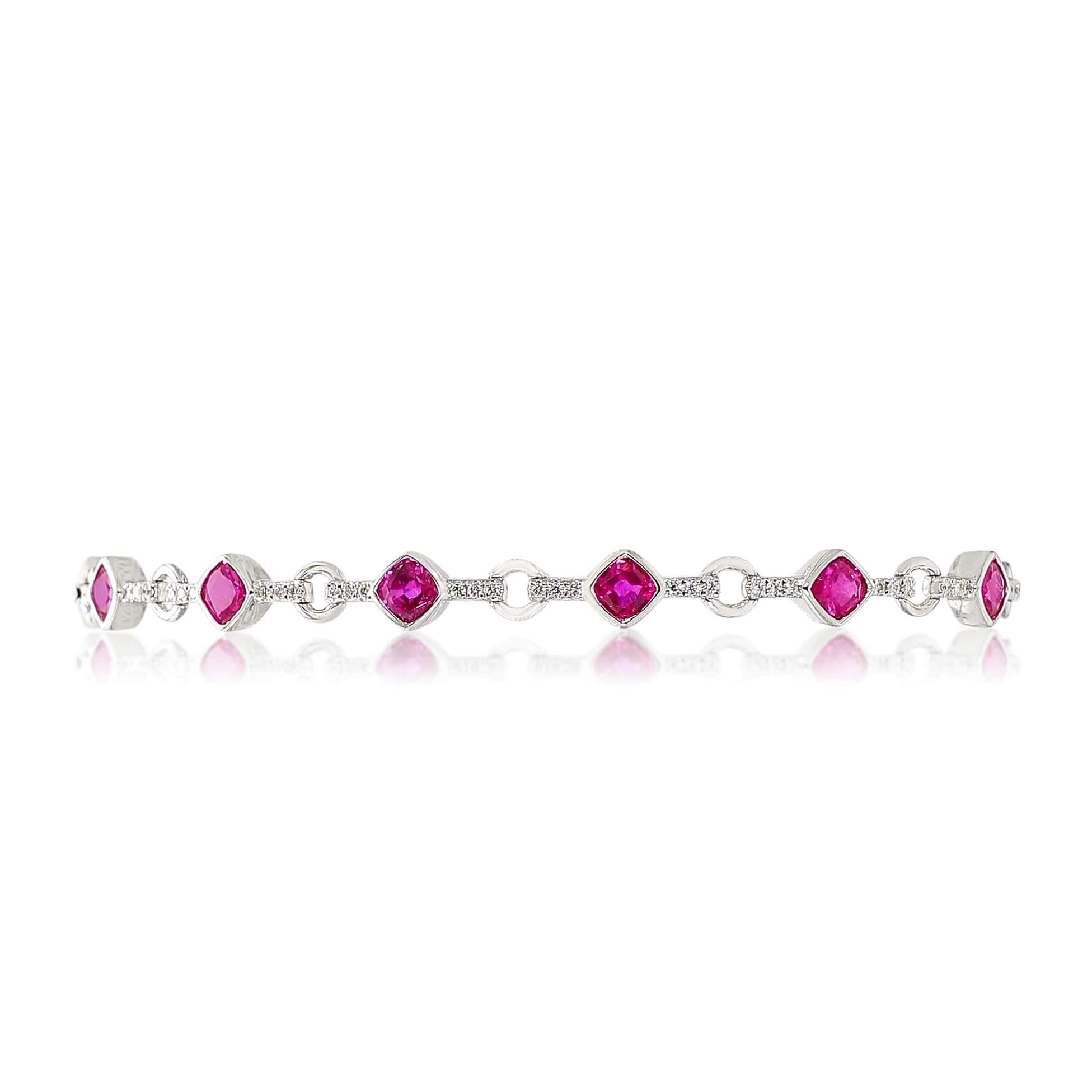 cushion ruby and diamond bracelet