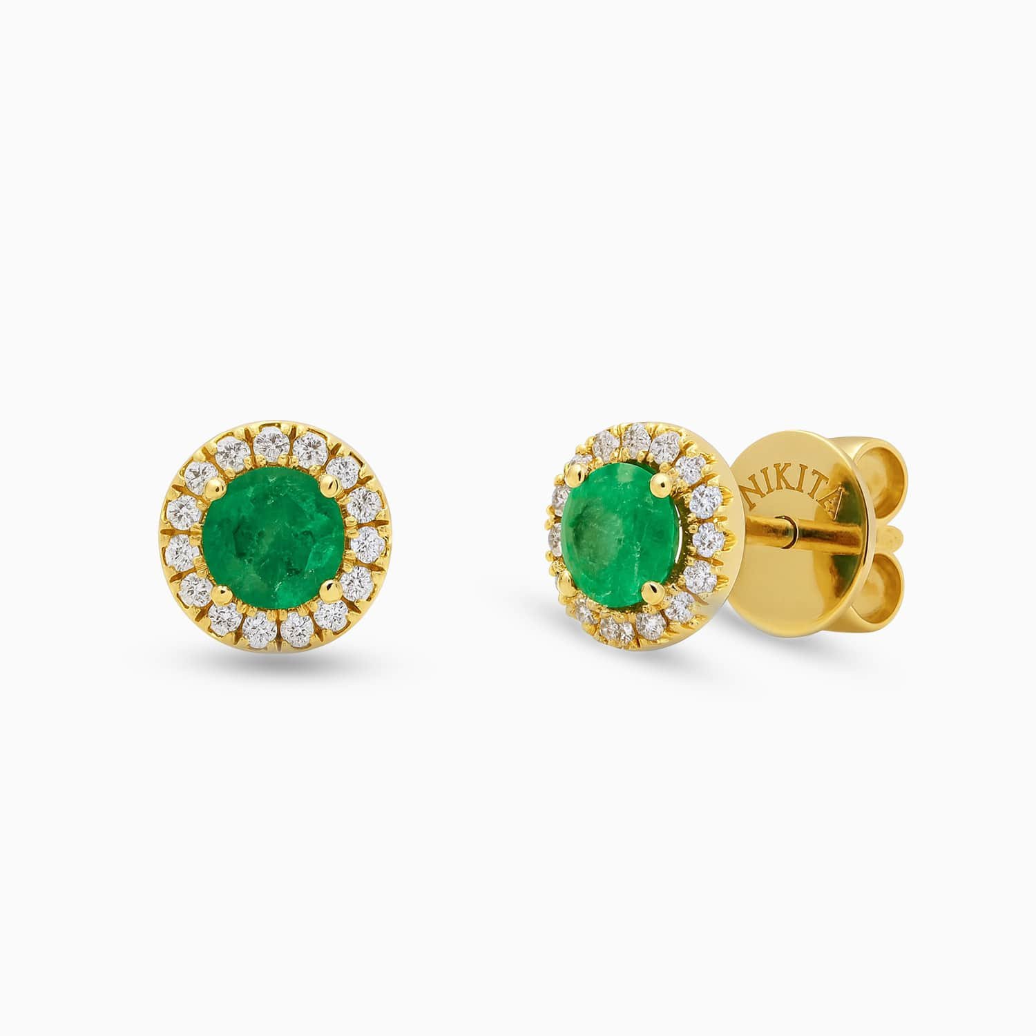 Round Emerald & Diamond Stud Earrings in 14K Yellow Gold-EAEMDD5217-S1-C.jpg