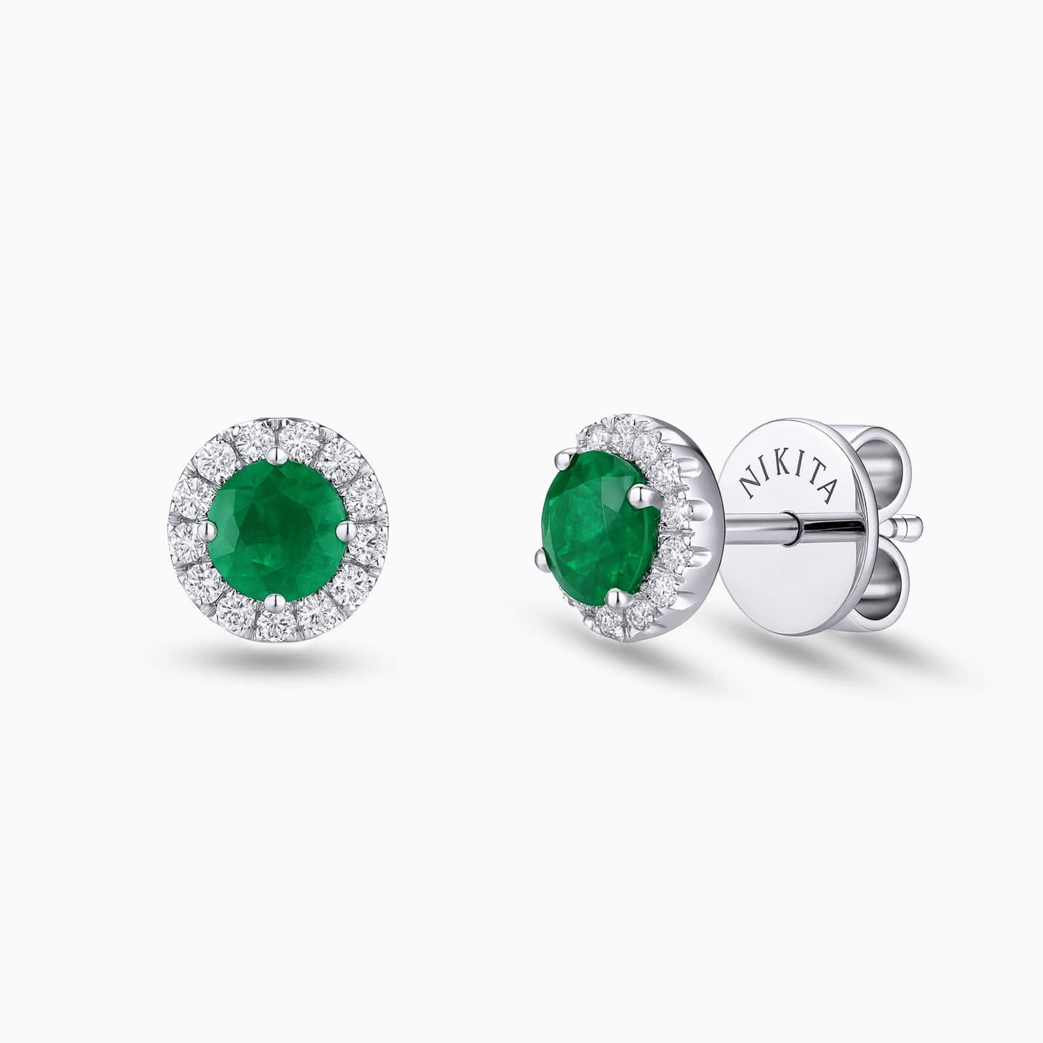 Round Emerald & Diamond Stud Earrings in 14K White Gold-EAEMDD5216-S1-C.jpg