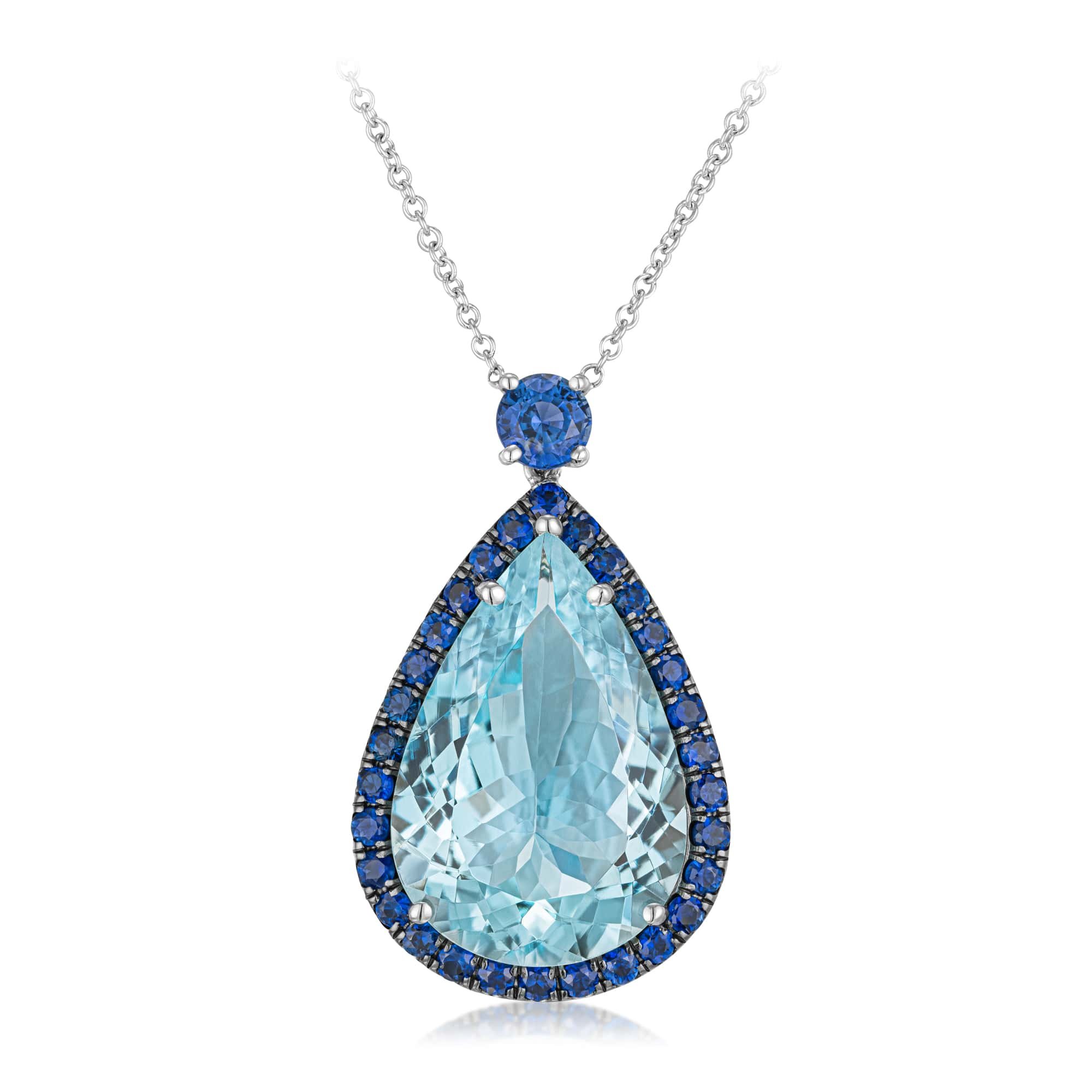 pearshape aquamarine and sapphire pendant