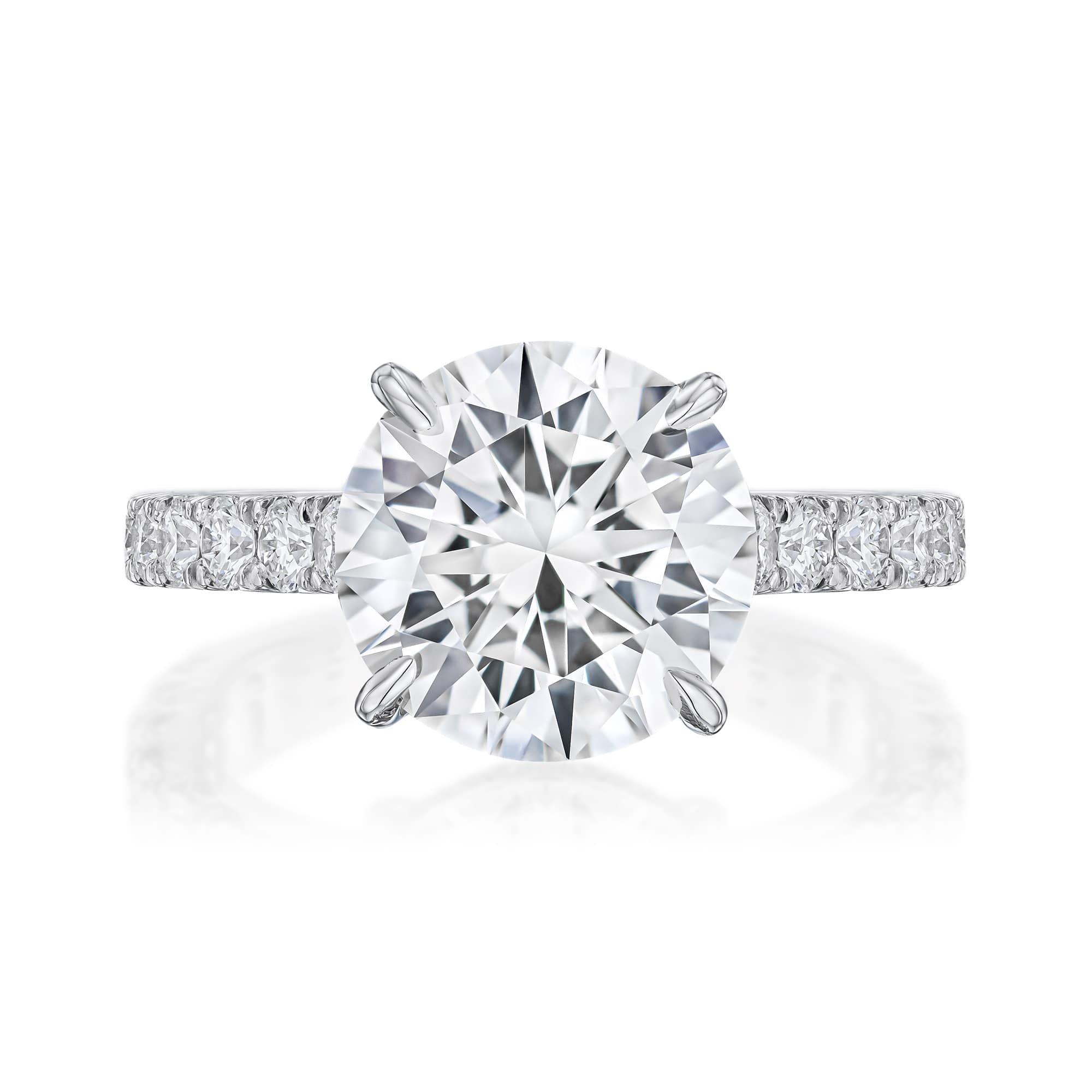 diamond ring with hidden halo and diamond shank