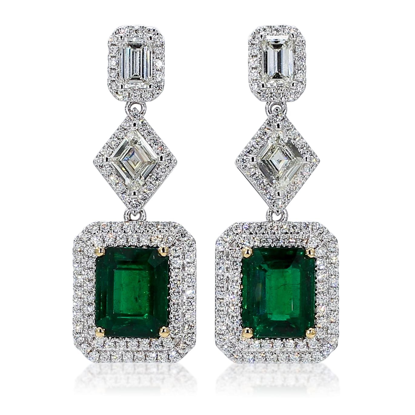 emerald and diamond drop earrings