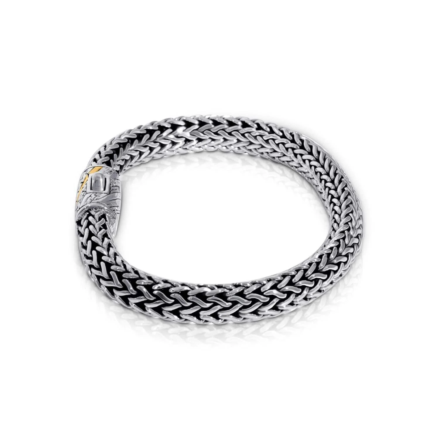 Artisan Sterling Silver Bracelet with 18K Gold Double Striped Block-BRNNNN4282-S1-C.JPG