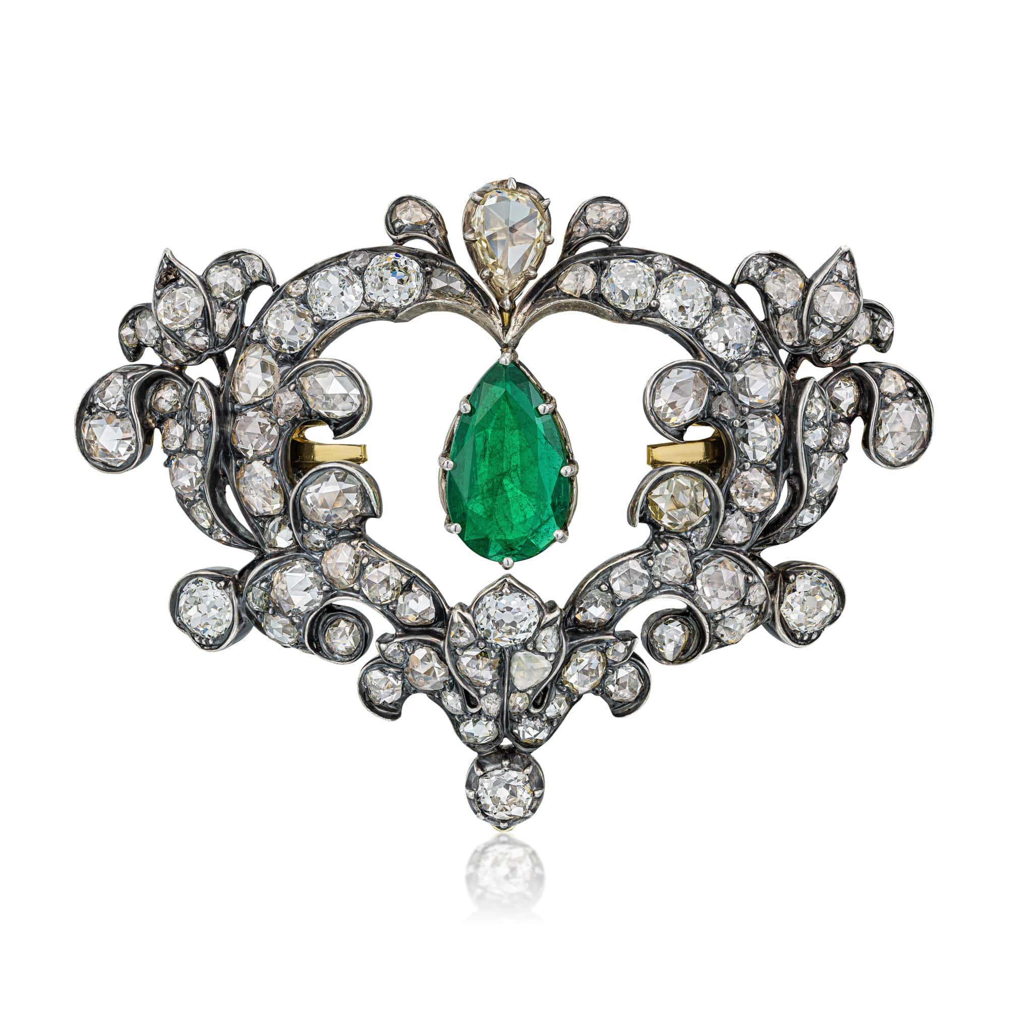 Vintage Emerald & Diamond Brooch