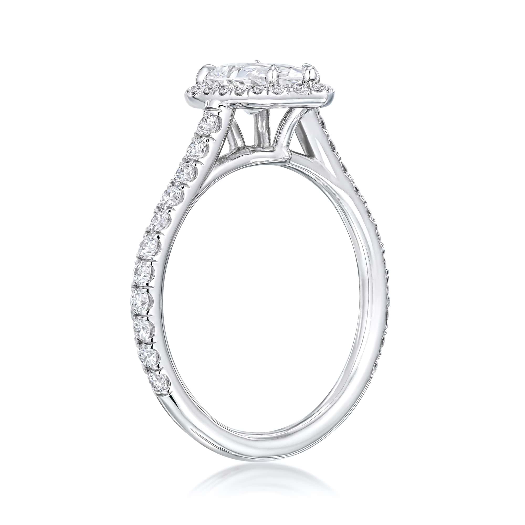 diamond with halo solitaire ring