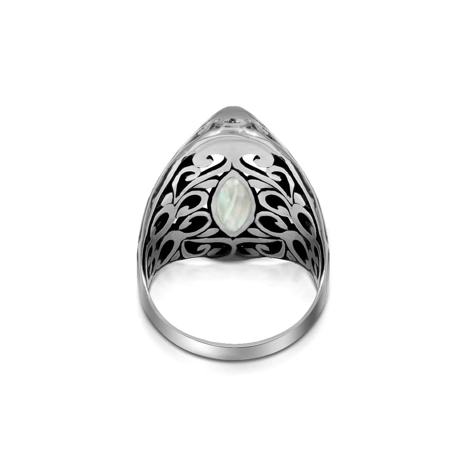 Artisan Handcrafted Sterling Silver Ring with Mother of Pearl Shell-FRMPMP4263-F2.jpg