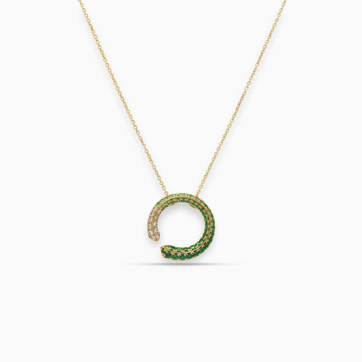 Round Tsavorite & Diamond Pendant in 18K Yellow Gold