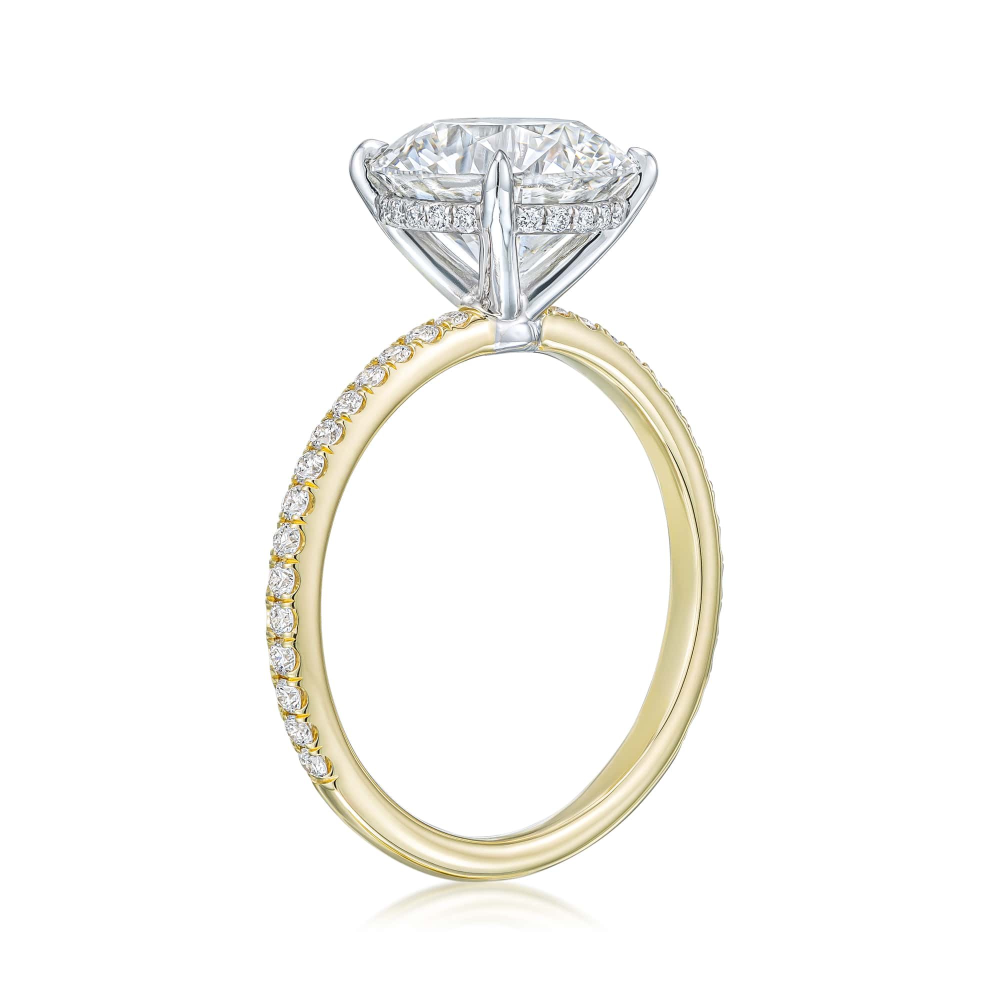 diamond ring with hidden halo and diamond shank