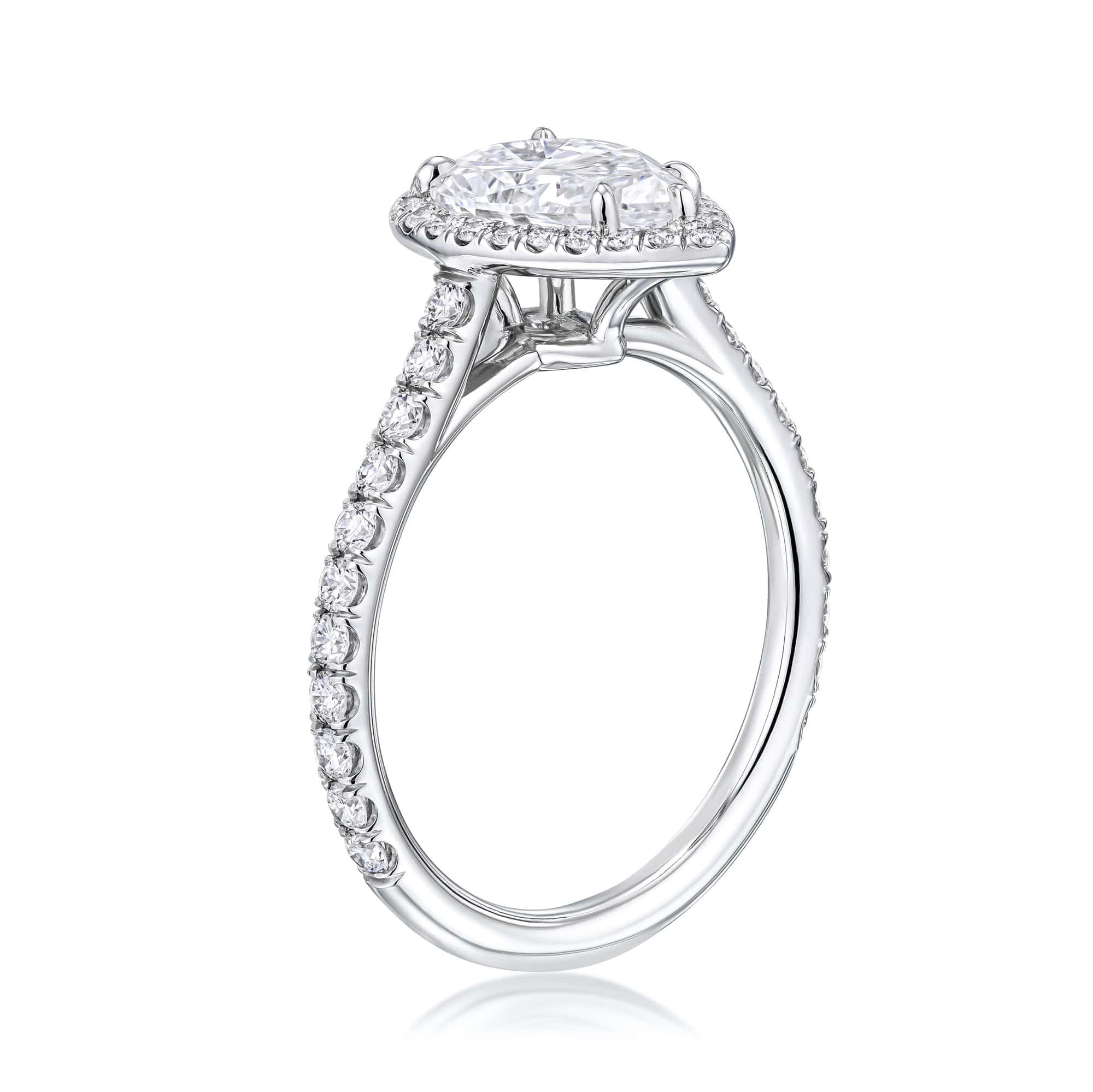 diamond with halo solitaire ring