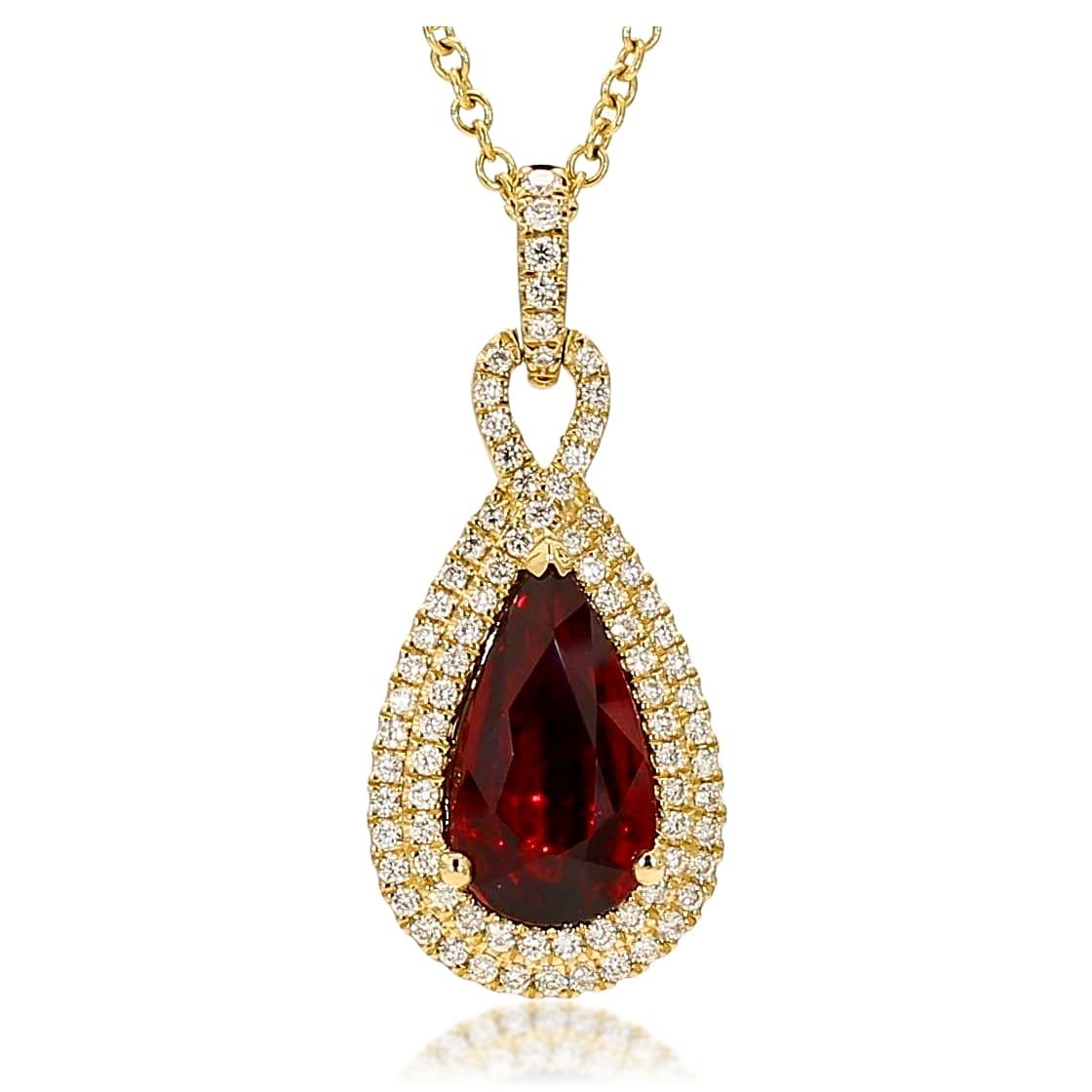pear shape ruby and diamond pendant
