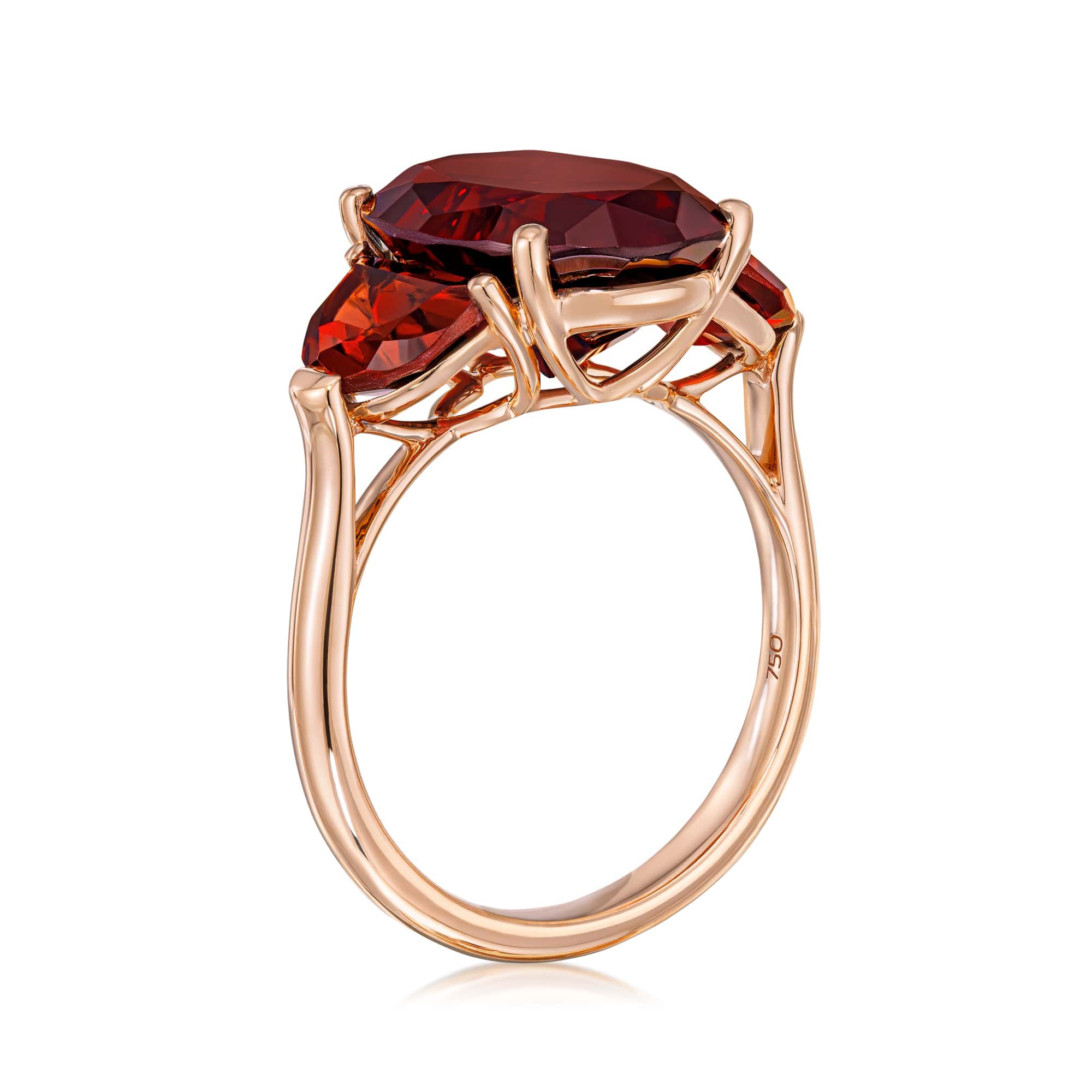 oval and half moon garnet ring