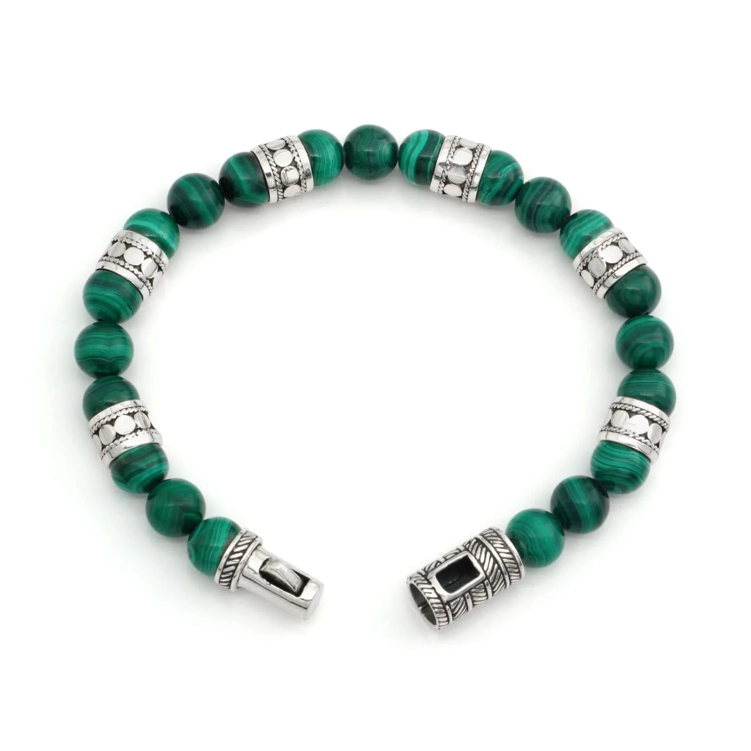 Malachite Beaded Sterling Silver Bracelet-BRMAMA4280-S1-C.jpg