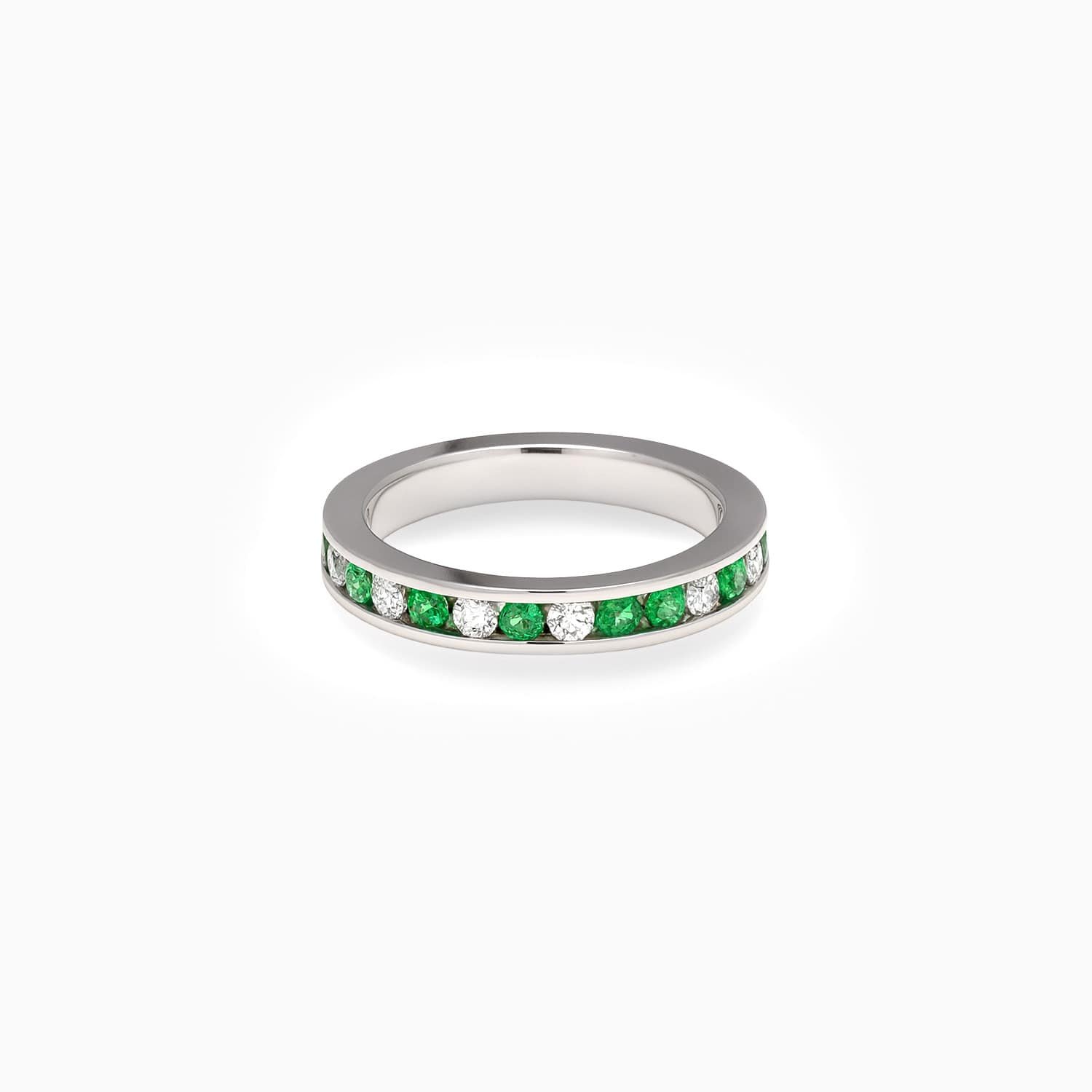 Emerald & Diamond Band in 18K White Gold-FREMDD9229-F1-C.jpg