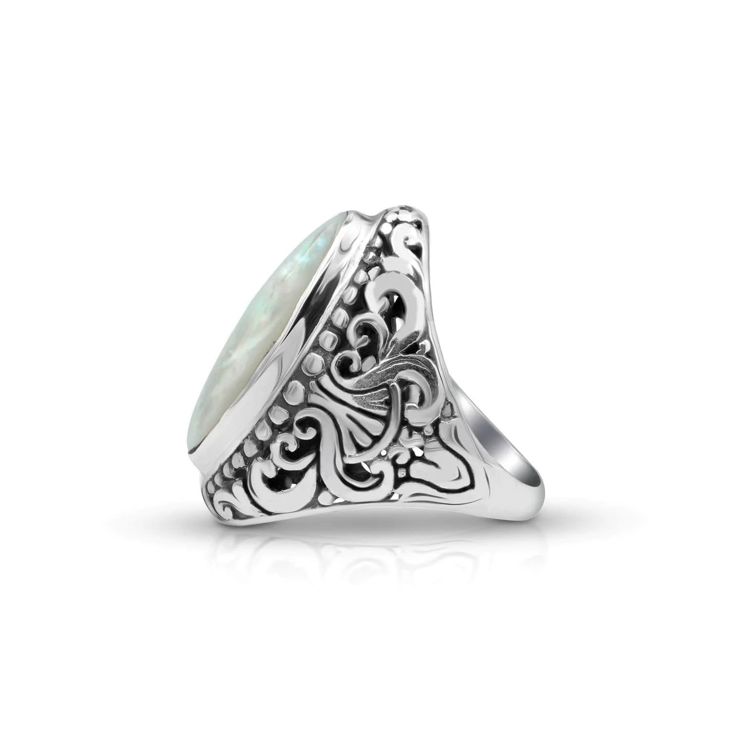 Artisan Handcrafted Sterling Silver Ring with Mother of Pearl Shell-FRMPMP4263-S1.jpg