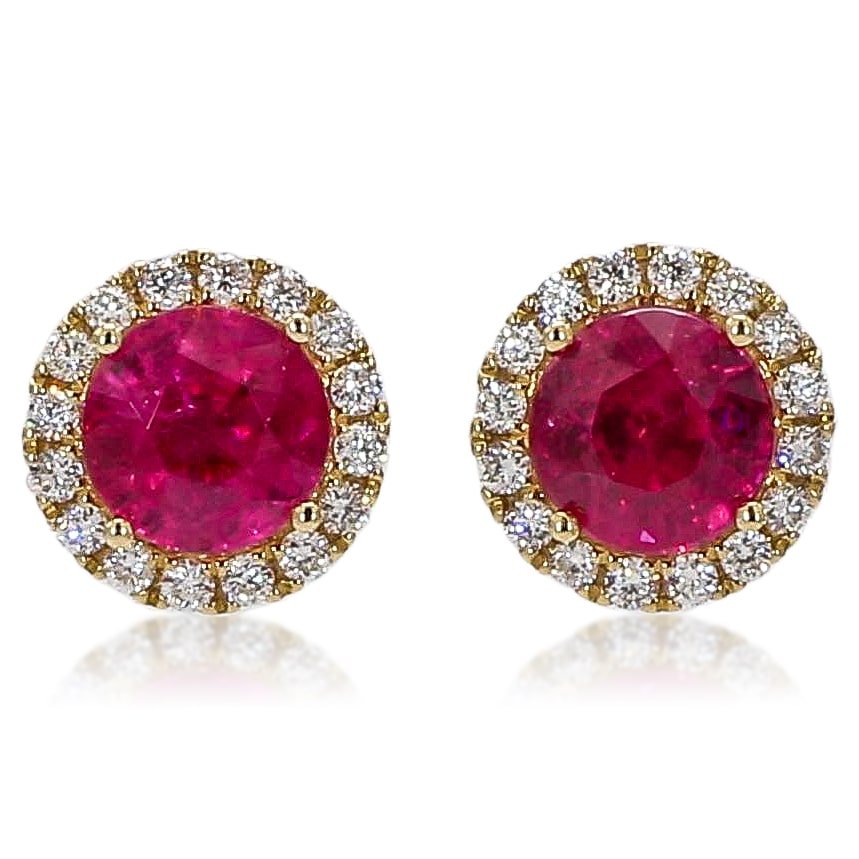 ruby and diamond stud earrings