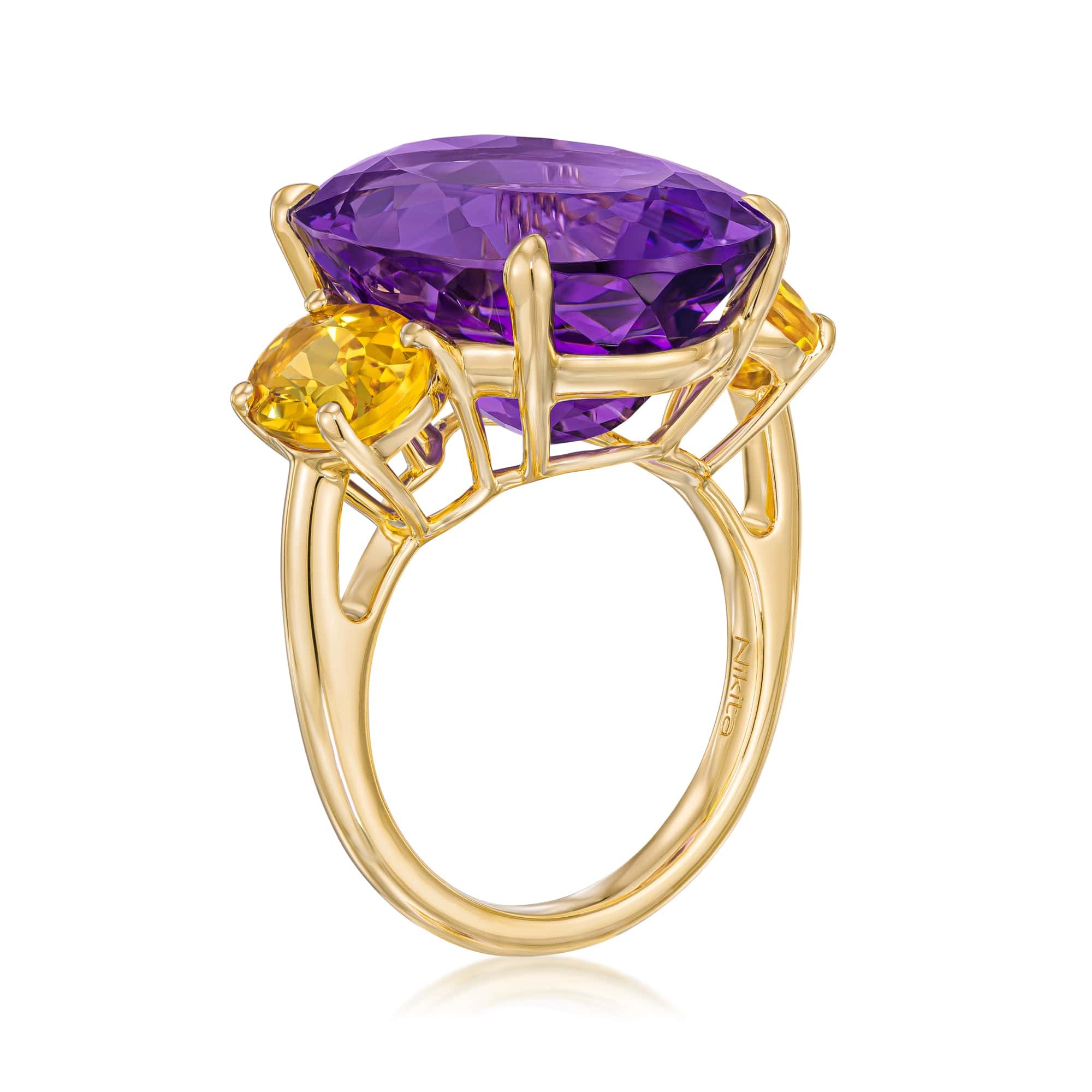 oval amethyst and oval beryl cocktail ring
