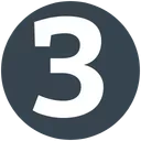 A large gray circle with a white number 3 inside.
