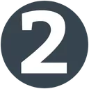 A circular icon with a dark background and a large white number 2 in the center.
