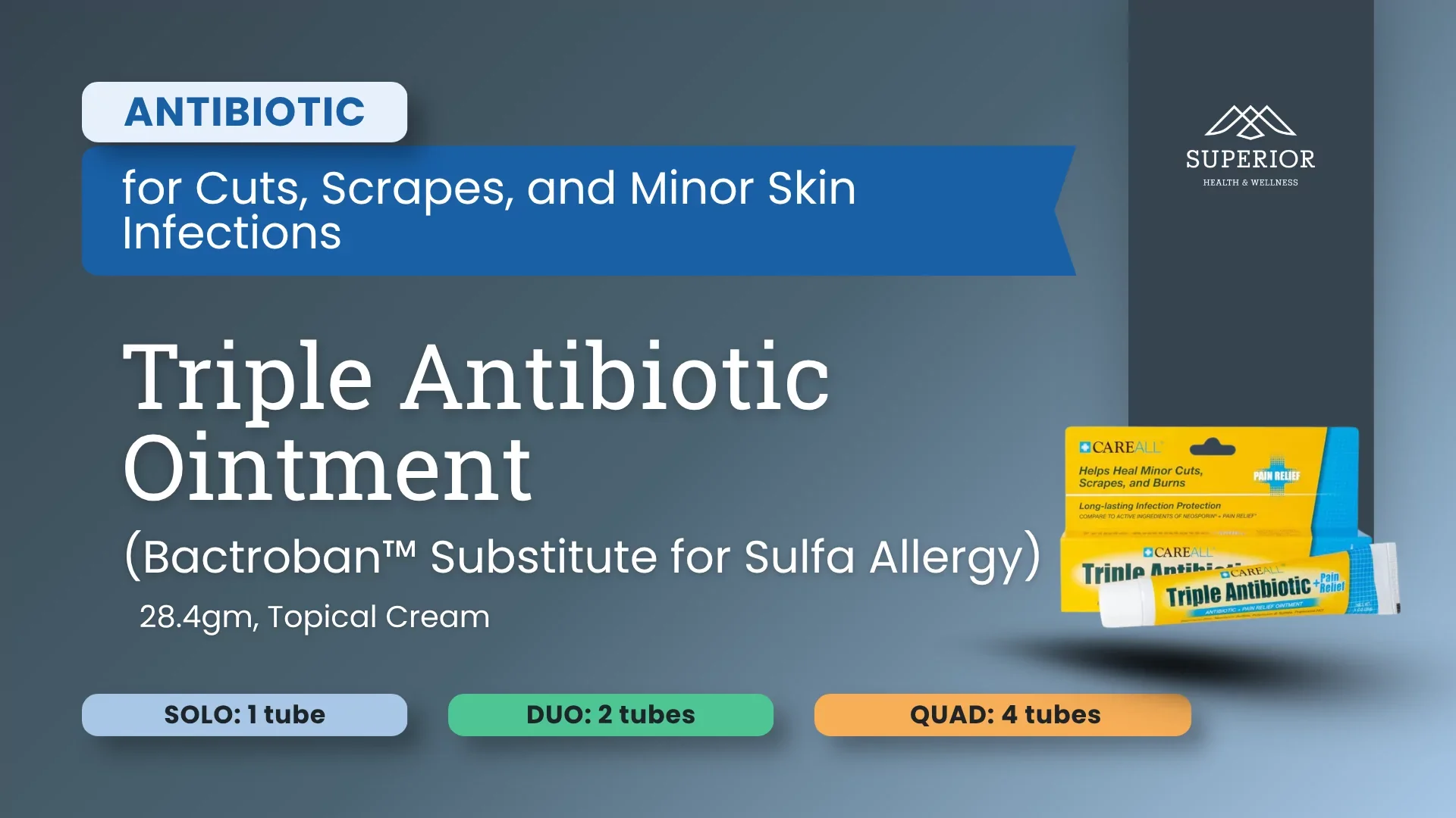 Triple Antibiotic | Topical Antibiotic Ointment for Skin Infections (Bactroban Sub fo Sulfa Allergy)