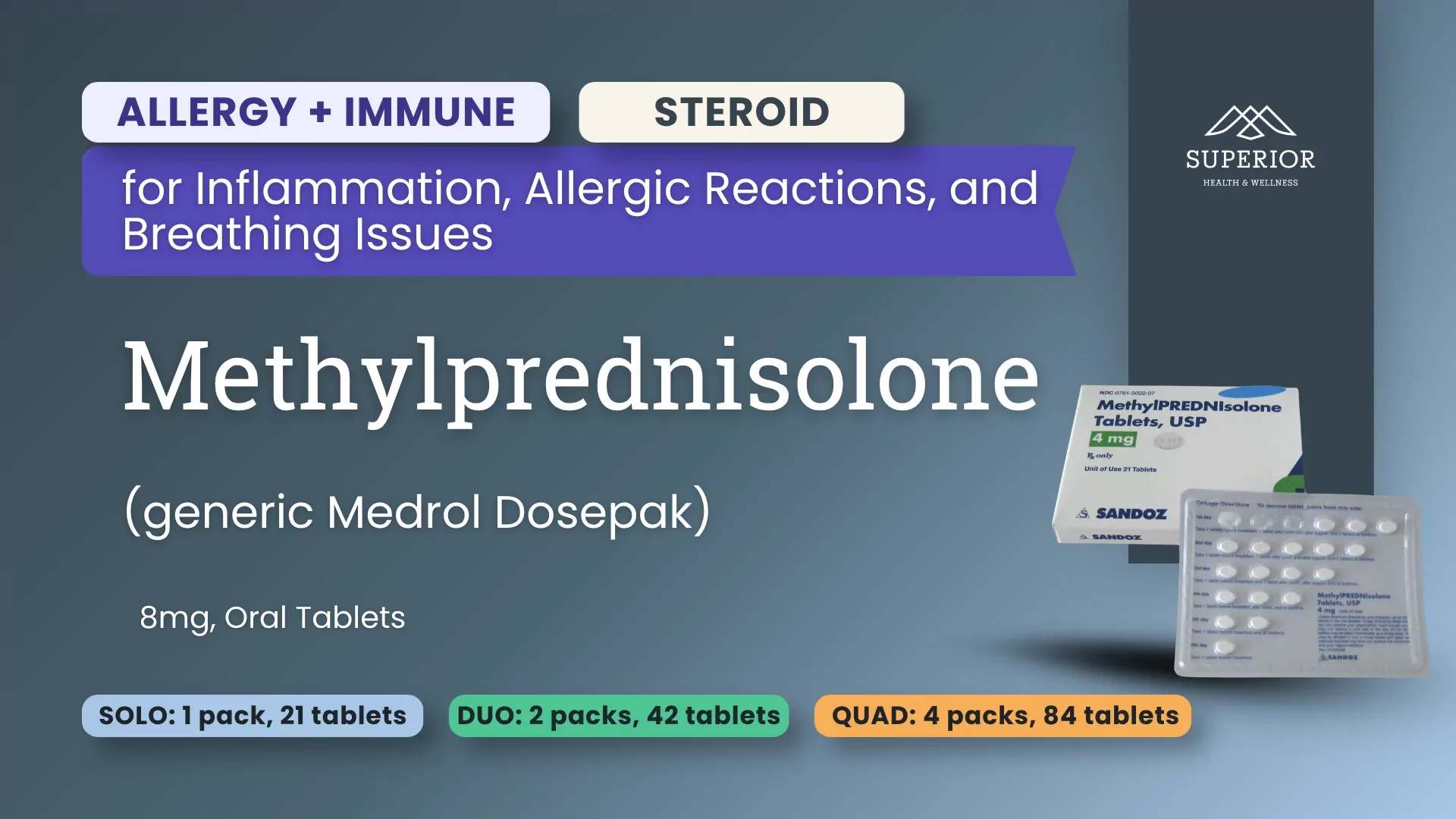 Medrol Dosepak (Methylprednisolone) | Steroid Pack for Allergic Reactions and Breathing Issues