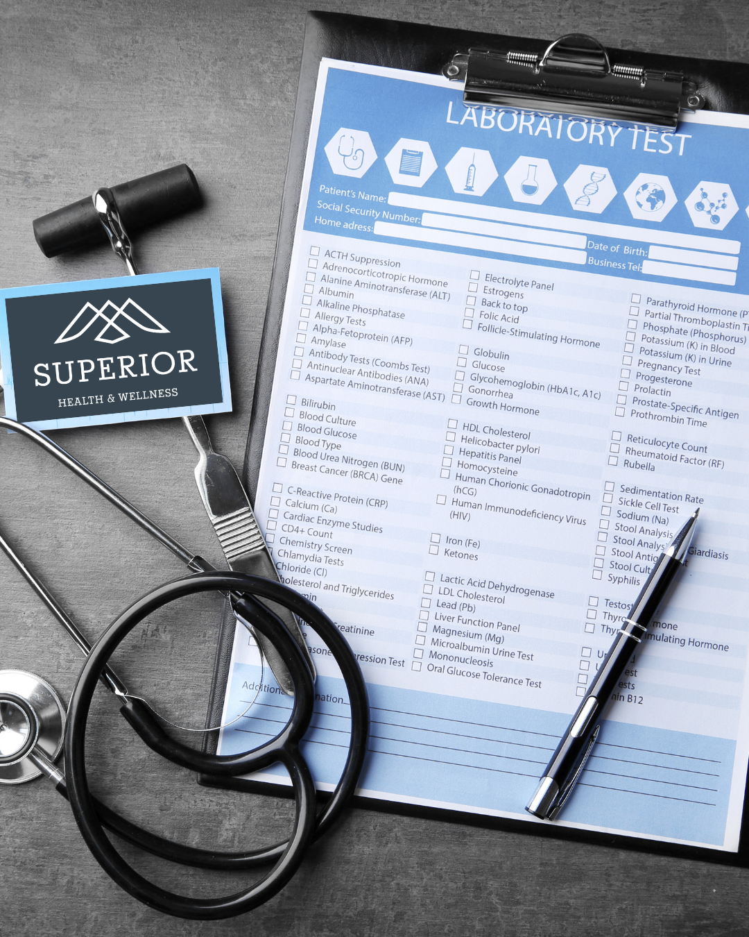 clipboard Laboratory Test papers stethoscope superior business card