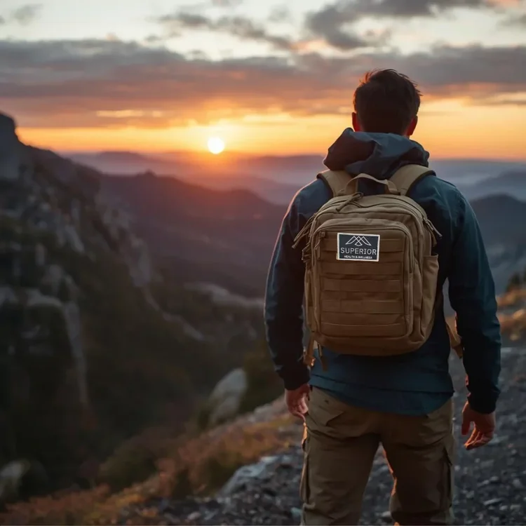 Hiker with Superior Health Travel Medical Kit