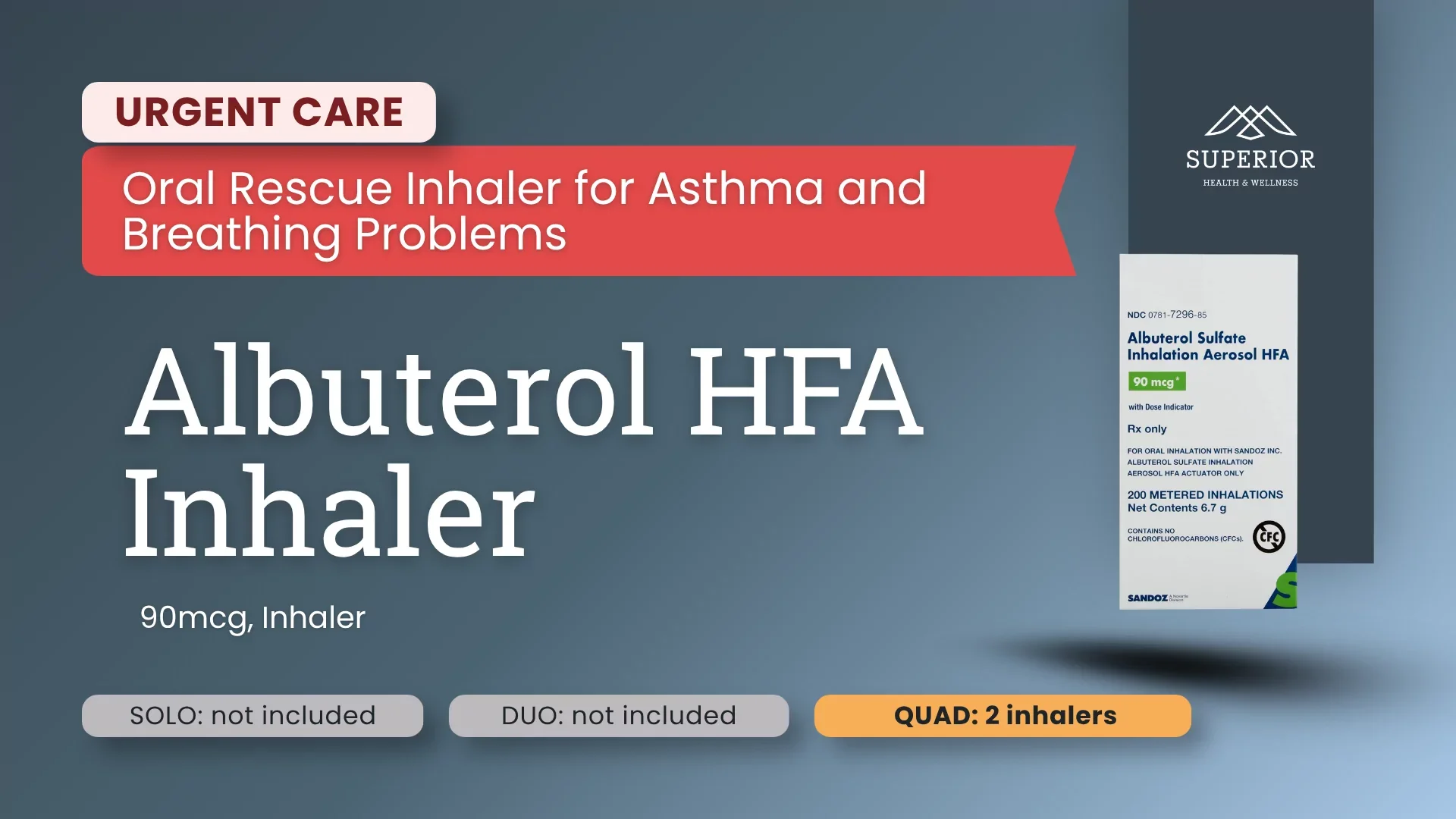 Albuterol Inhaler | Oral Rescue Inhaler for Asthma and Breathing Problems