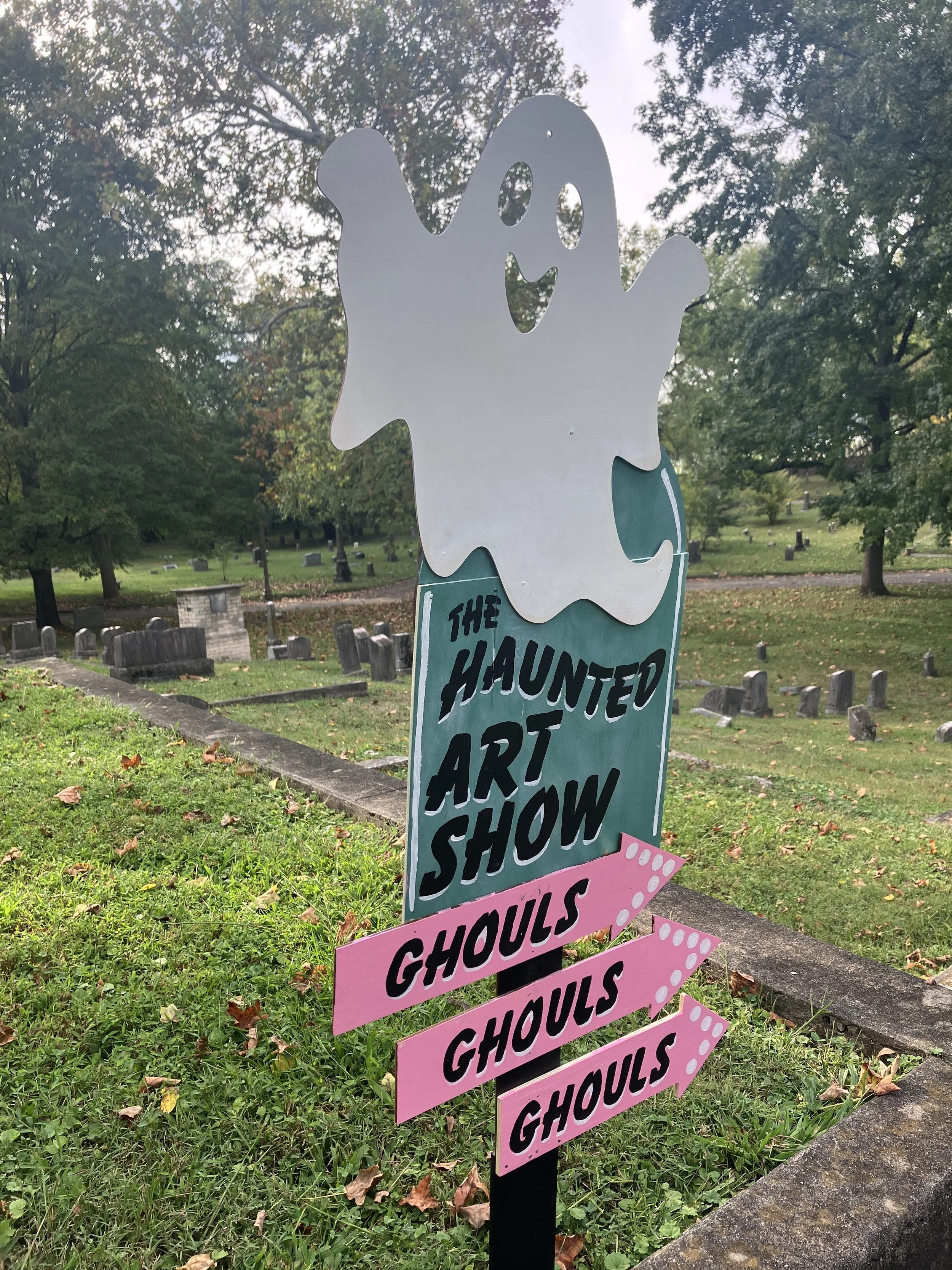 Special Googie sign pictured in Old Gray Cemetery for 2025 HAS 