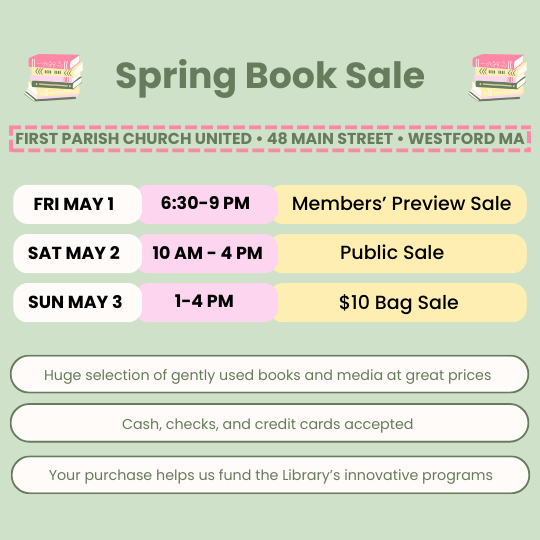 List of dates for Spring Book Sale