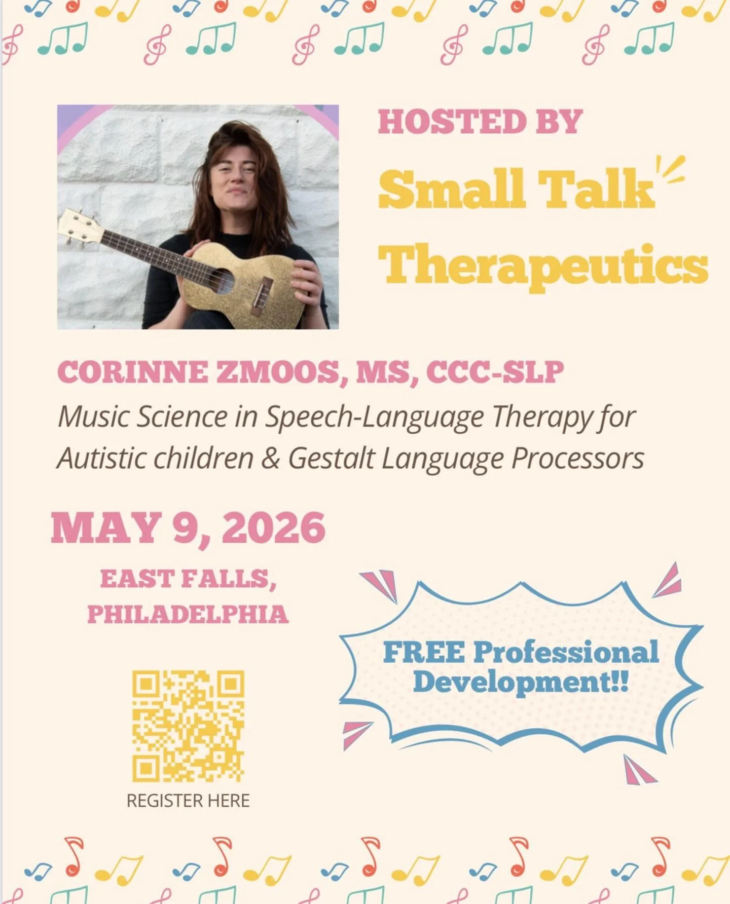 Join us in welcoming everyone&rsquo;s favorite musical SLP, Corinne Zmoos, MS, CCC-SLP (@crescendo.communication). This is a FREE event to learn how music science can help providers in supporting autistic learners and gestalt language processors. 

F