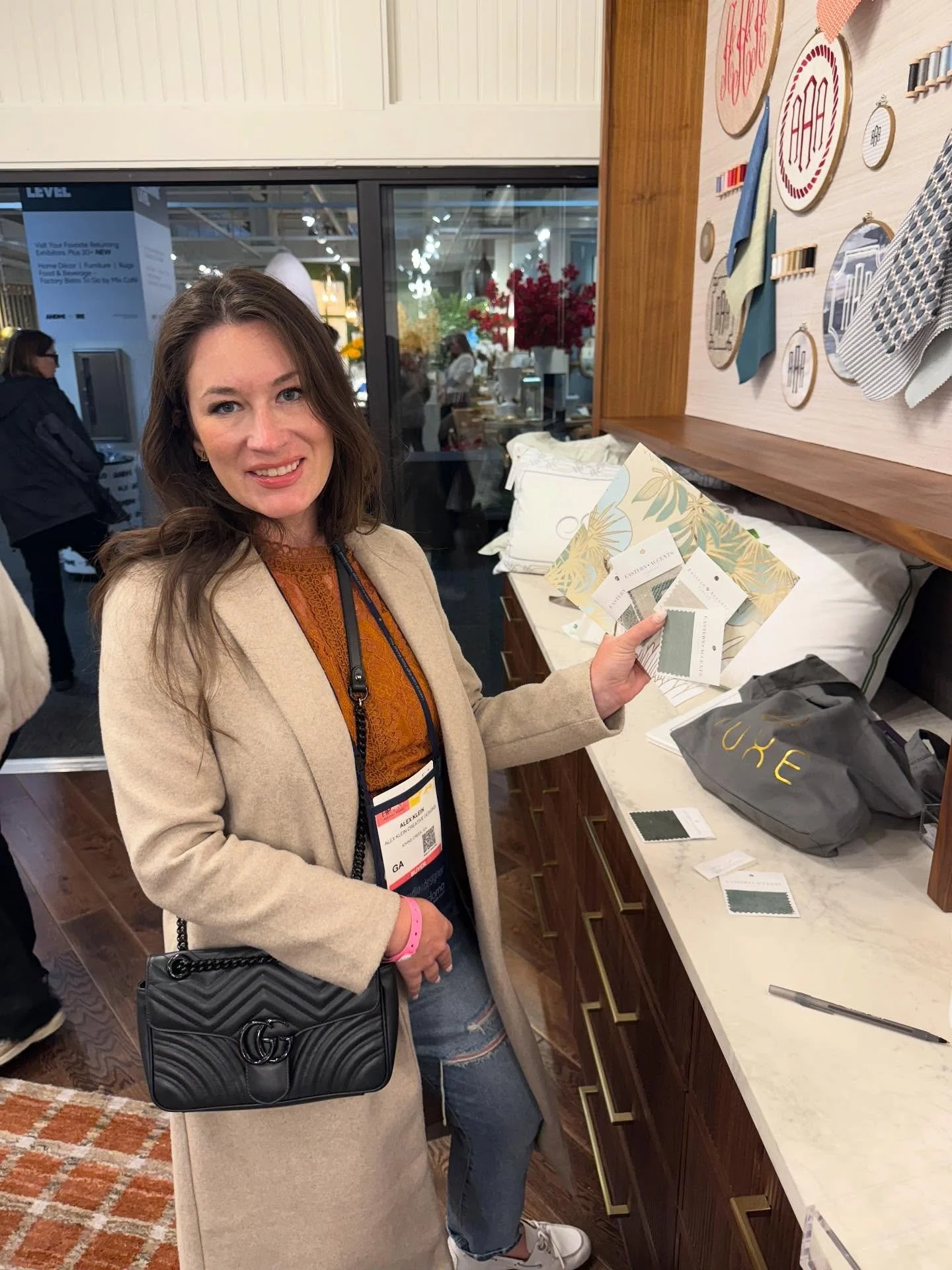 Day 3 at High Point Market! Starting the morning off at @easternaccents surrounded by color, texture, and endless fabric inspiration. There&rsquo;s nothing like playing with swatches and dreaming up new combinations to bring back for clients. ✨ #high