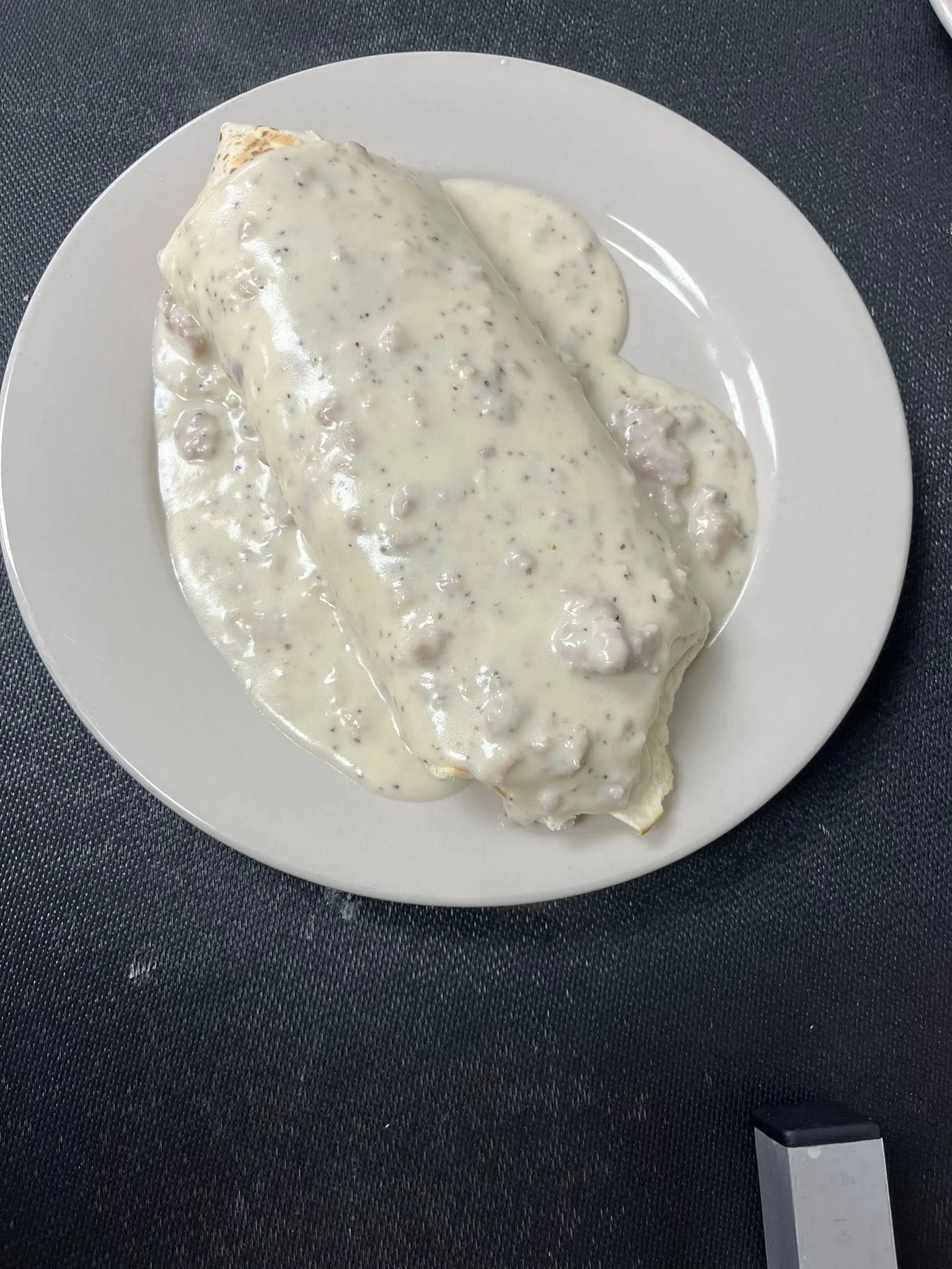 A view of a breakfast burrito served on our brunch menu.