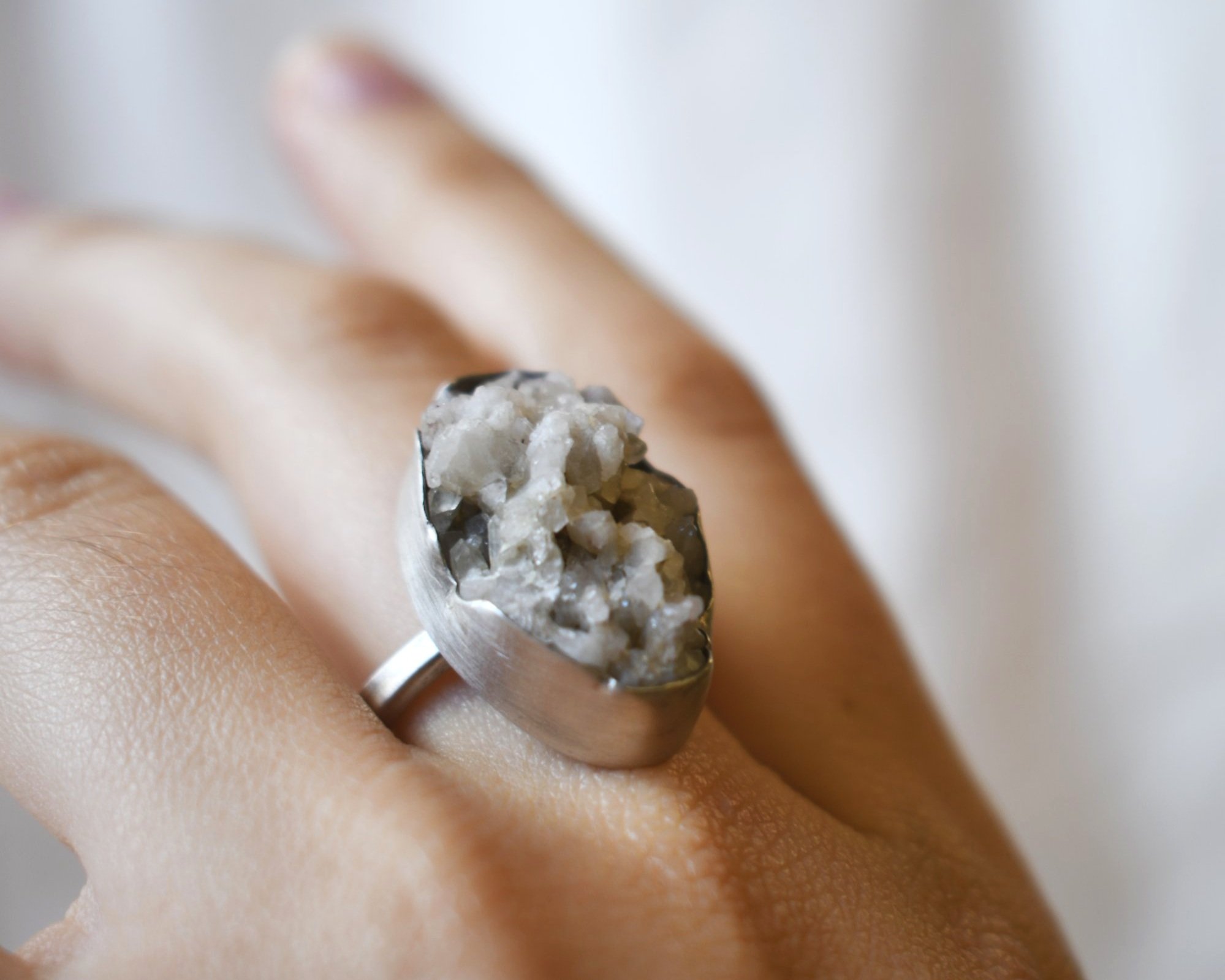 Kingston Crystal, Oval Drusy ring, large