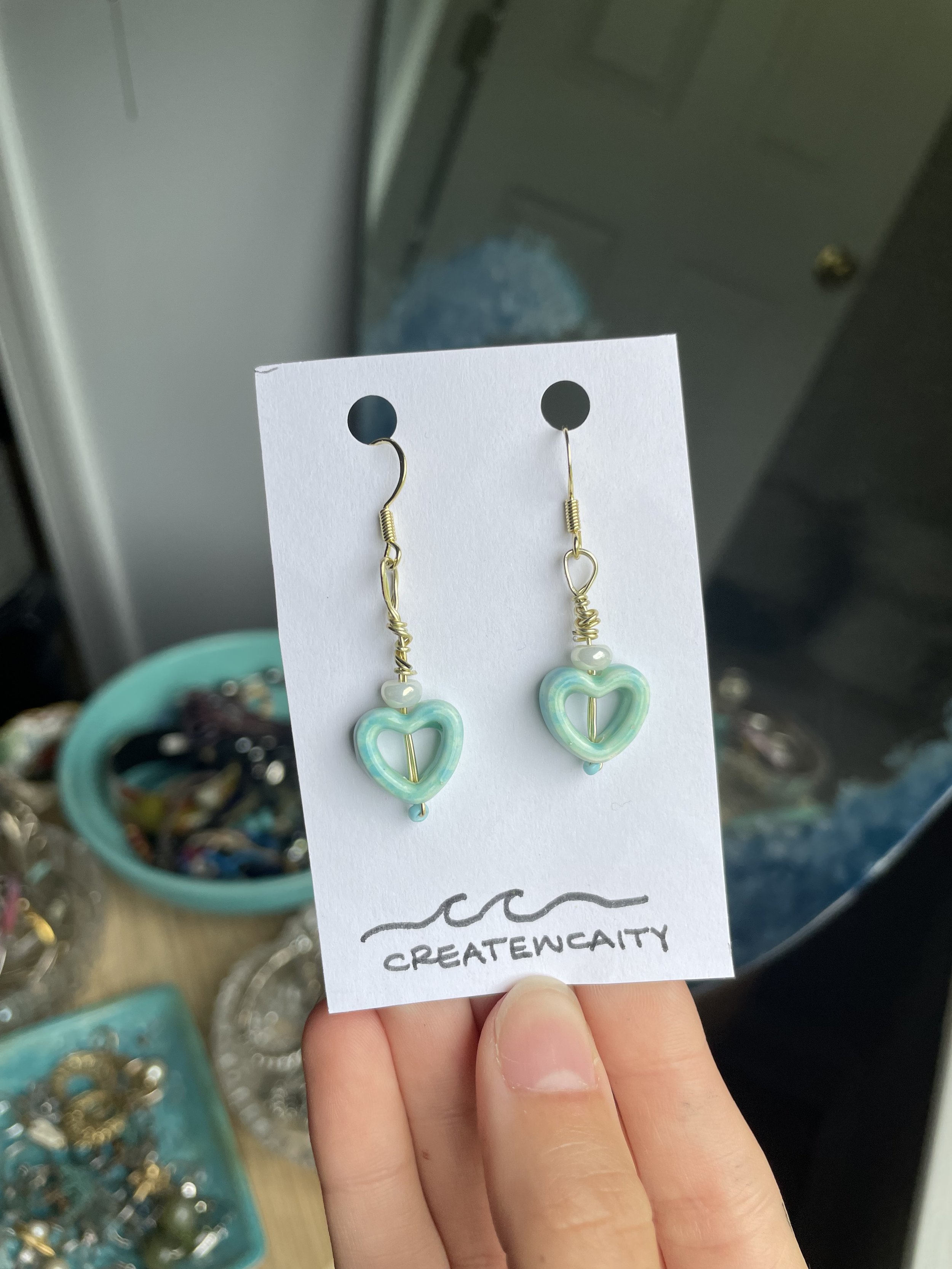 Turqouise Heart Dangles