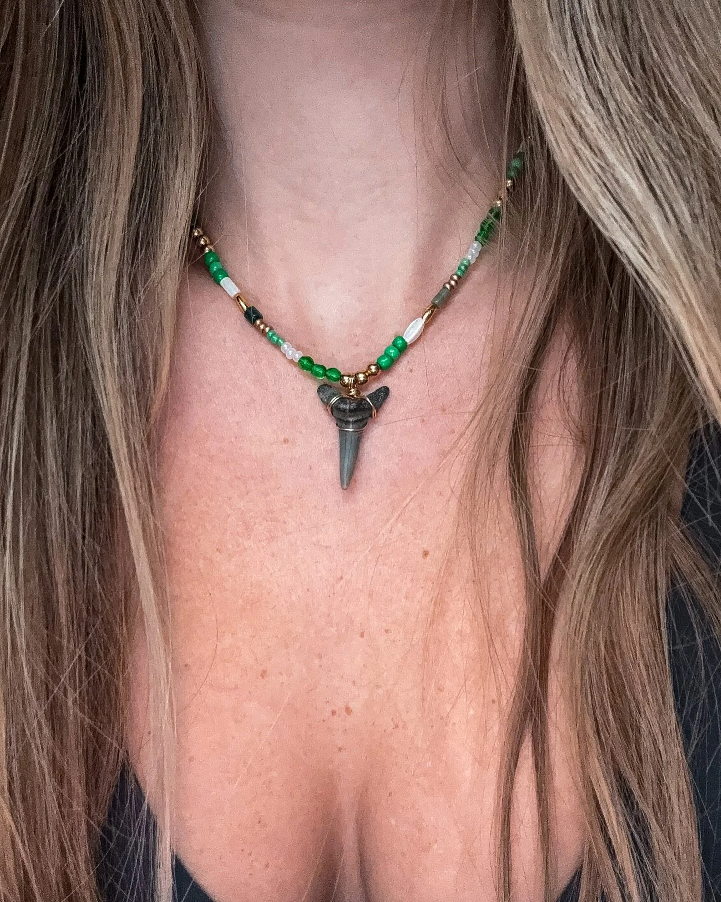 Where the sun meets the earth, the green drop is out now! 🌿
𖦹
Handmade with love, reworked with purpose, &amp; sourced with natural green stones and beads + locally found shark teeth 🏝️
𖦹
Necklaces, bracelets, earrings &amp; rings &mdash; each on