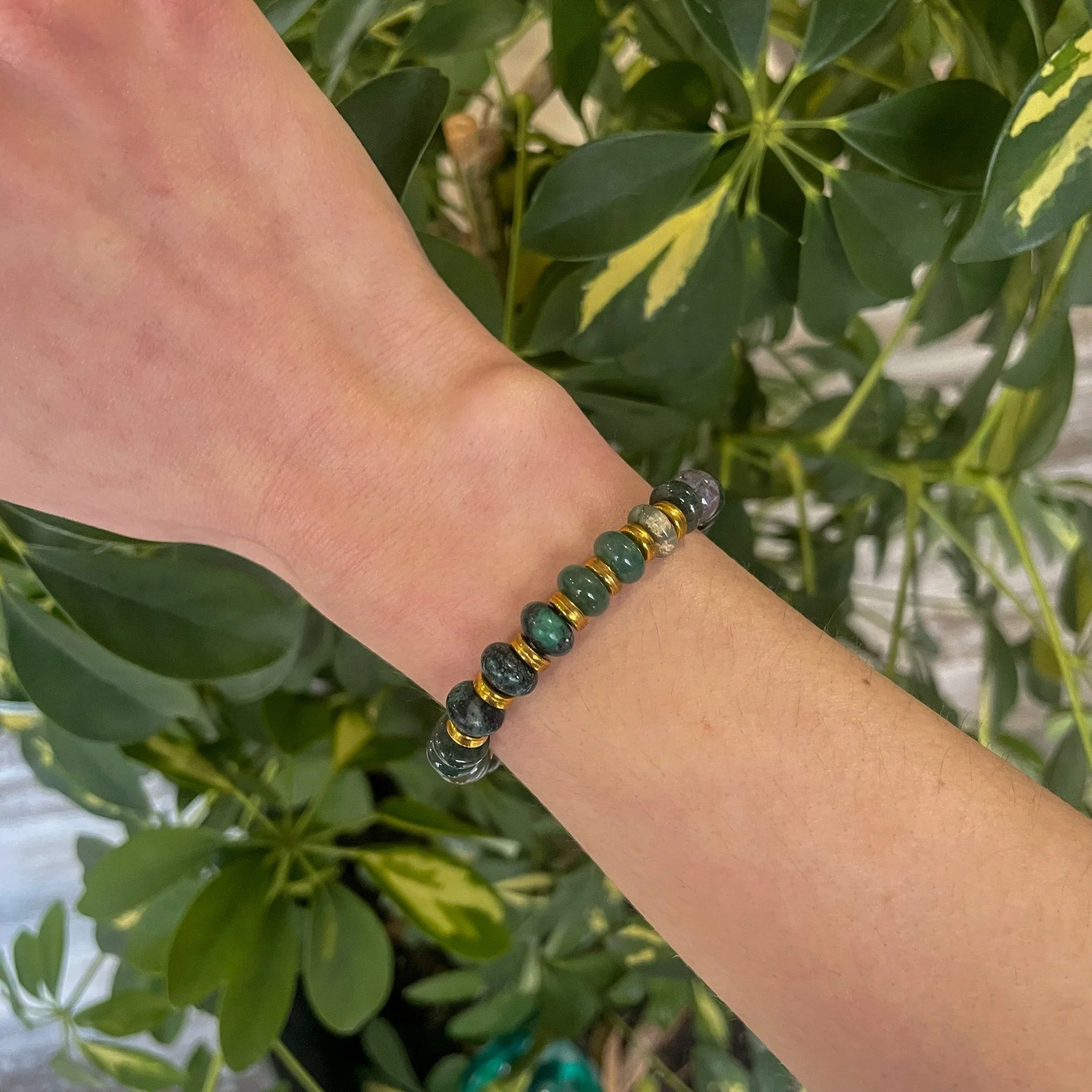 Peruvian Turquoise & Gold Beaded Bracelet