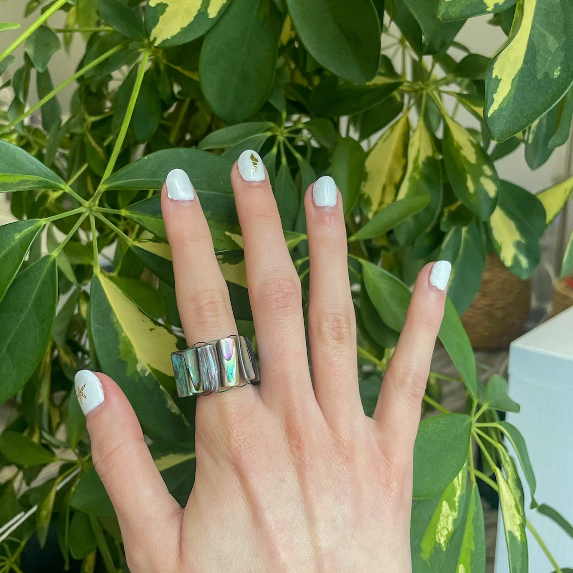 Abalone Beaded Statement Ring