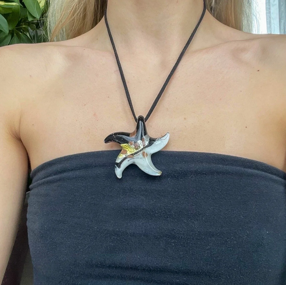 Vintage Glass Blown Starfish Necklace