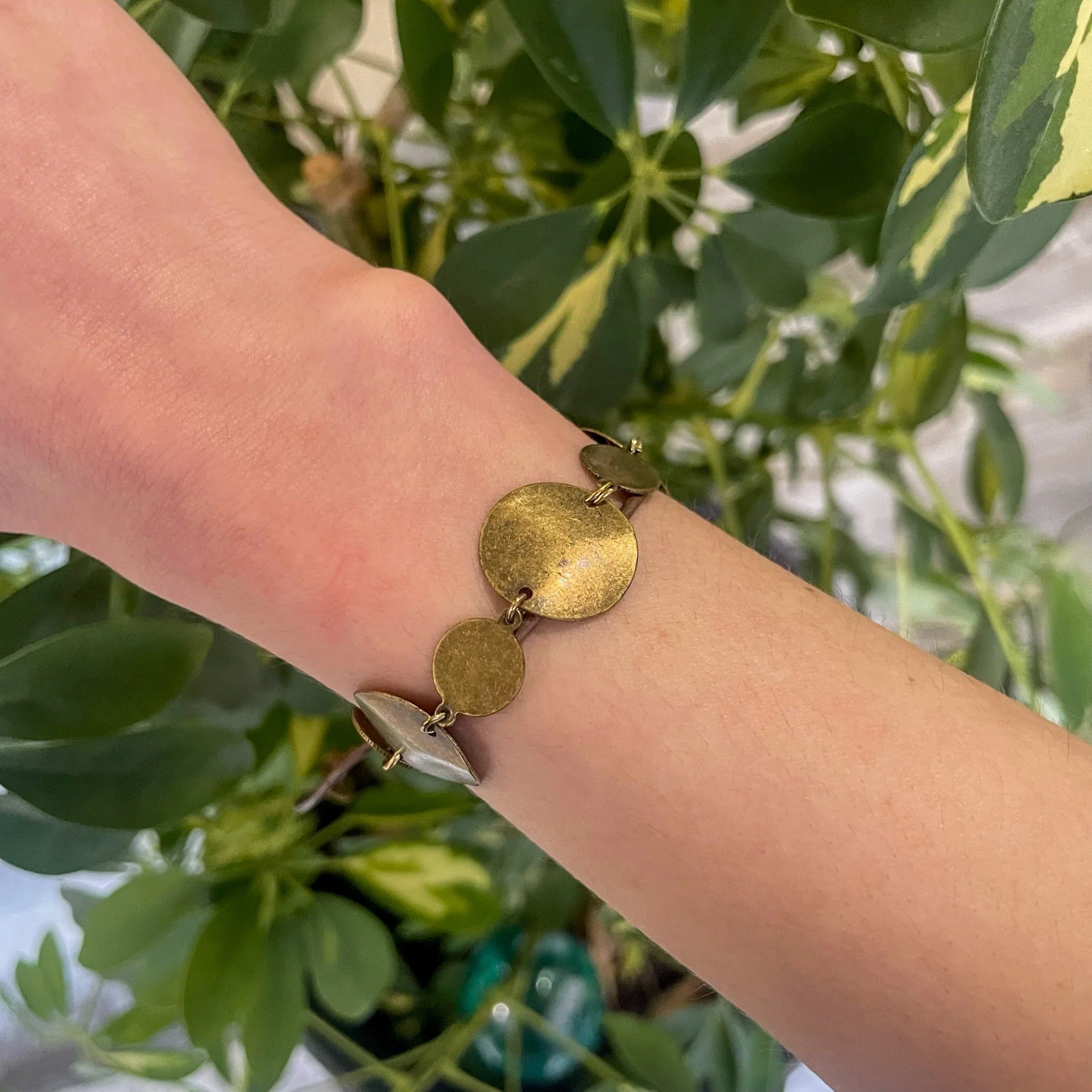 Vintage Brass & Leather Bracelet