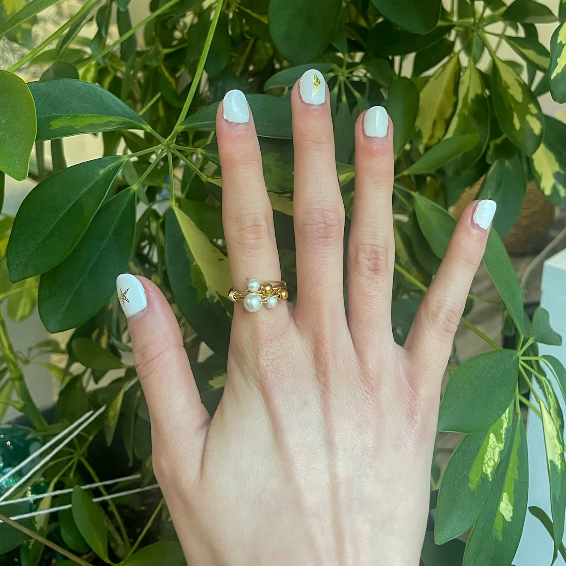 Freshwater Pearl & Gold Wrapped Ring